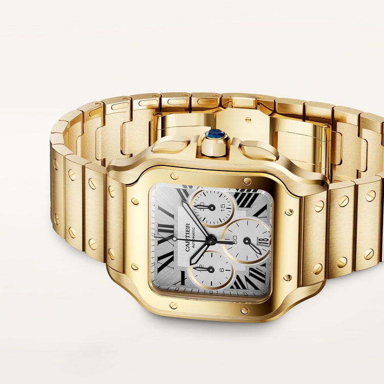 Santos Large 47mm x 39.8mm Yellow Gold Satin-Finish Dial Yellow Gold Bracelet Self-Winding Watch