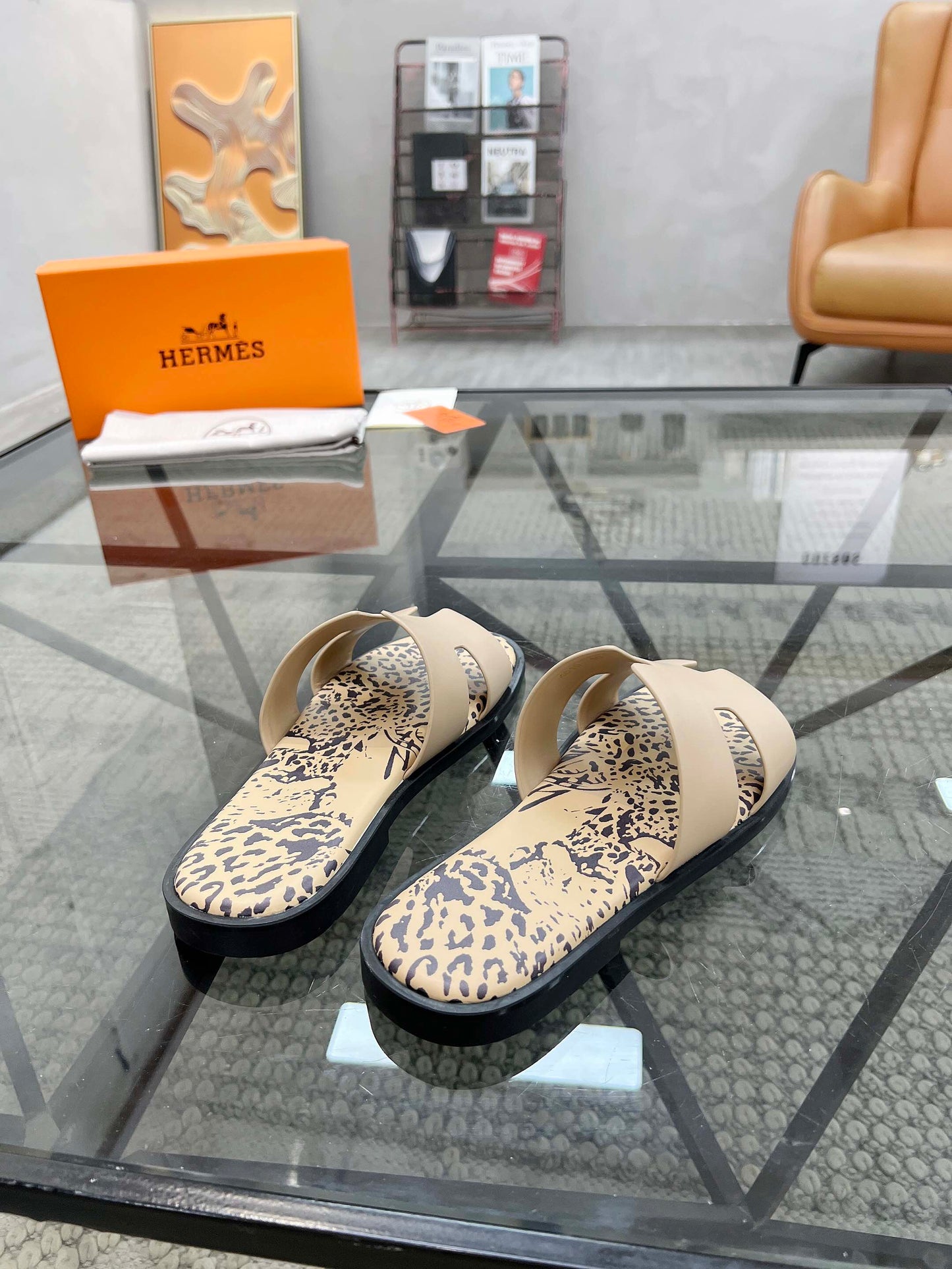 Beige Printed Sandals