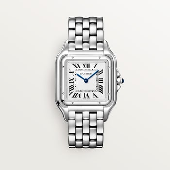 Panthère de Cartier Medium 27mm x 37mm Steel Blue Crown Silvered Dial Steel Bracelet Quartz Watch