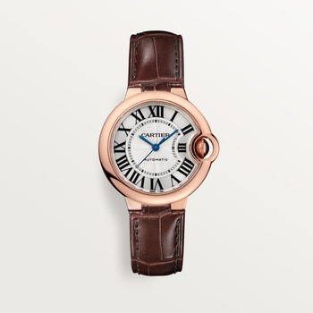 Ballon Bleu 42mm Rose Gold Automatic Silver Guilloché Dial Alligator Strap Watch