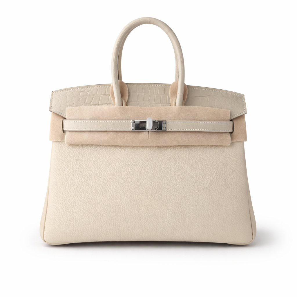Hermès Birkin 30 Crocodile Touch in togo leather White color / Silver Hardware 01
