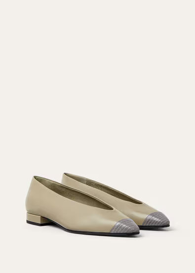 Rebecca Cap Toe Ballet Flat Natural Calfskin
