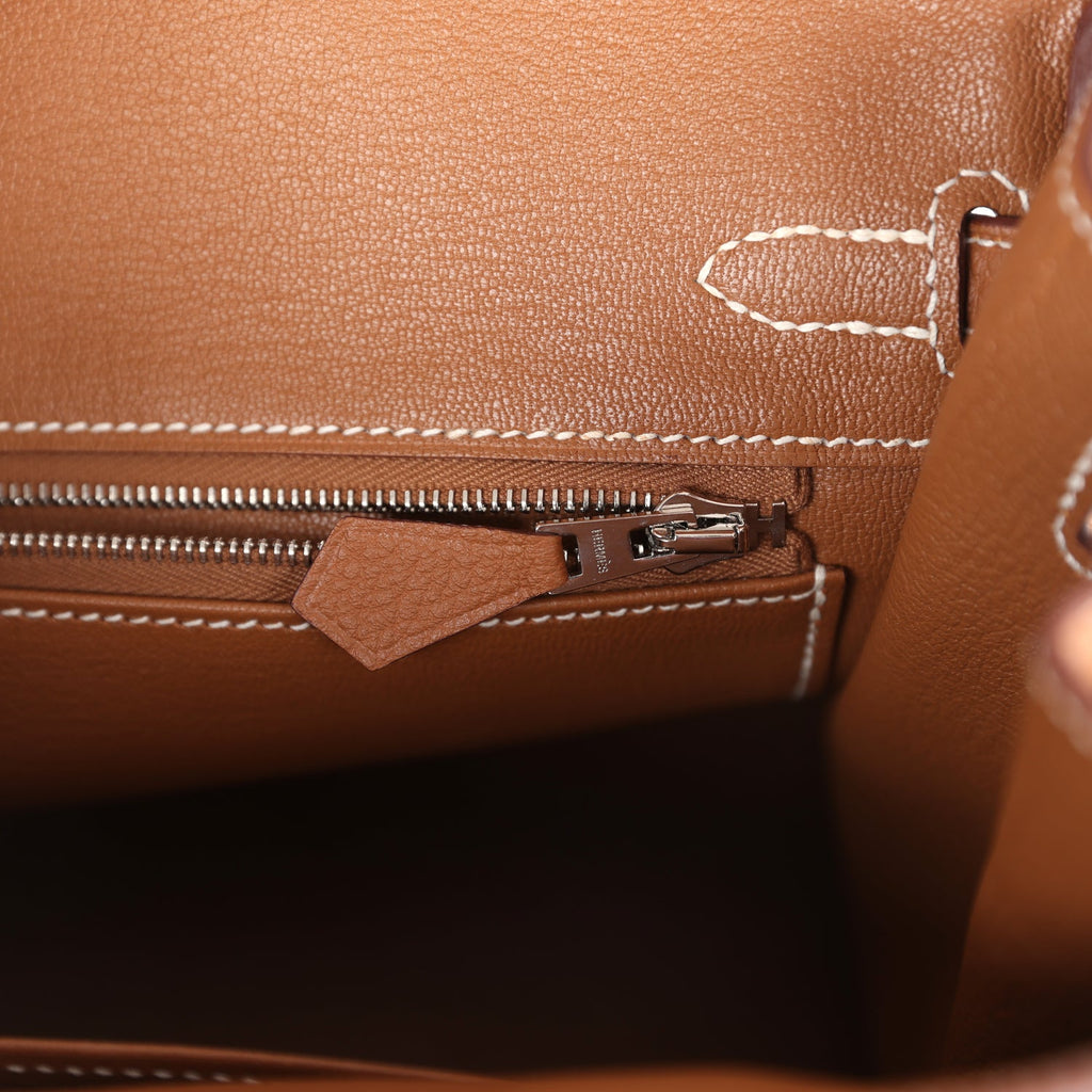 Birkins 25 Gold Togo Palladium Hardware