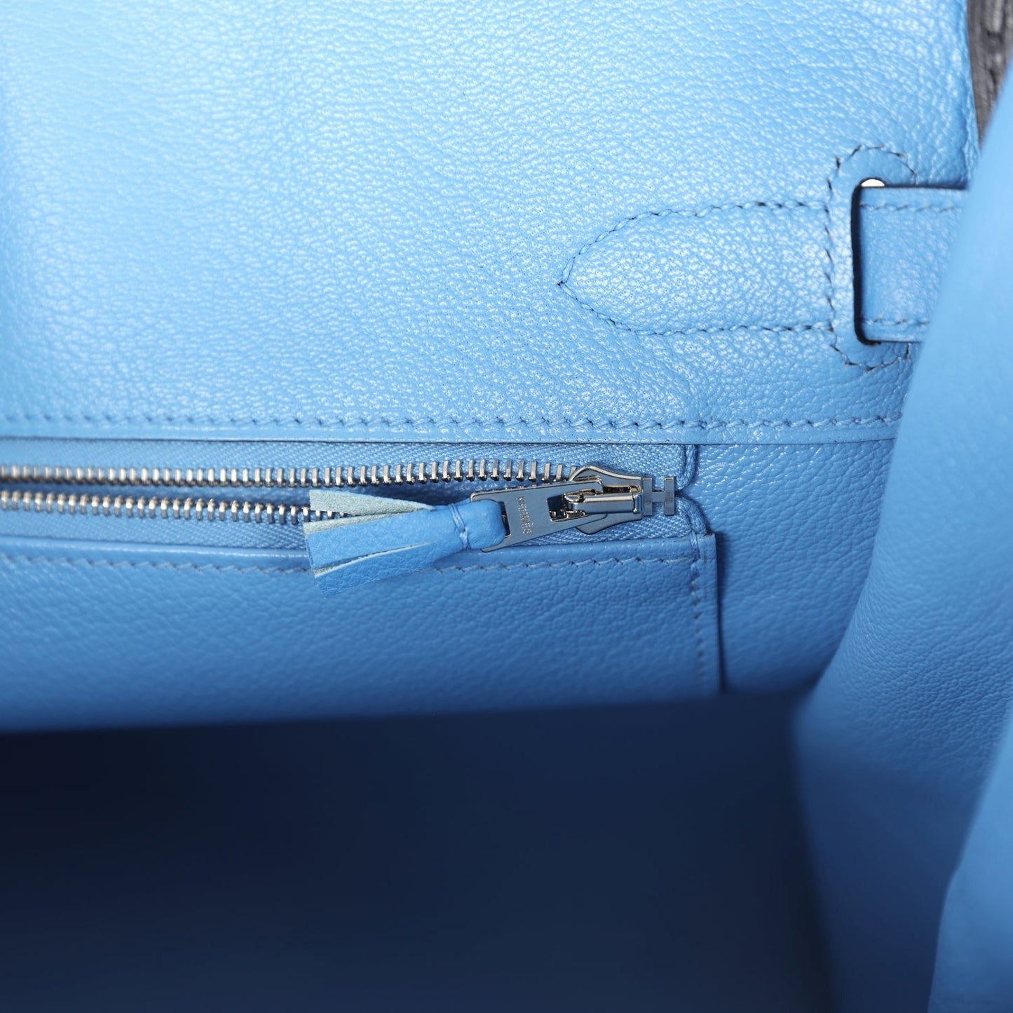 Birkin 30 Ghillies Bleu Paradise Clemence and Evercolor Palladium Hardware