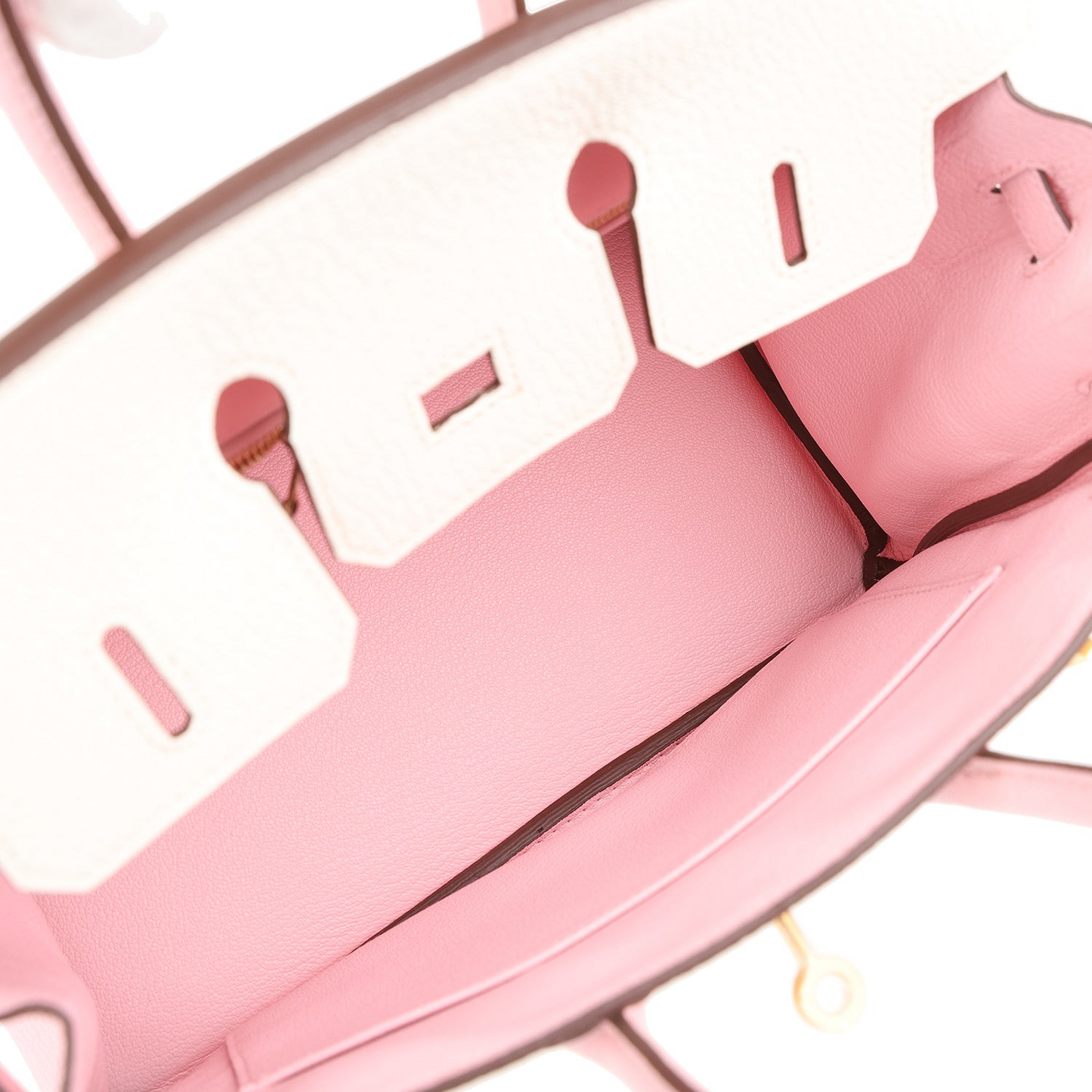 Hermès Special Order (HSS) Birkin 25 Nata and Rose Sakura Chevre Mysore Brushed Gold Hardware