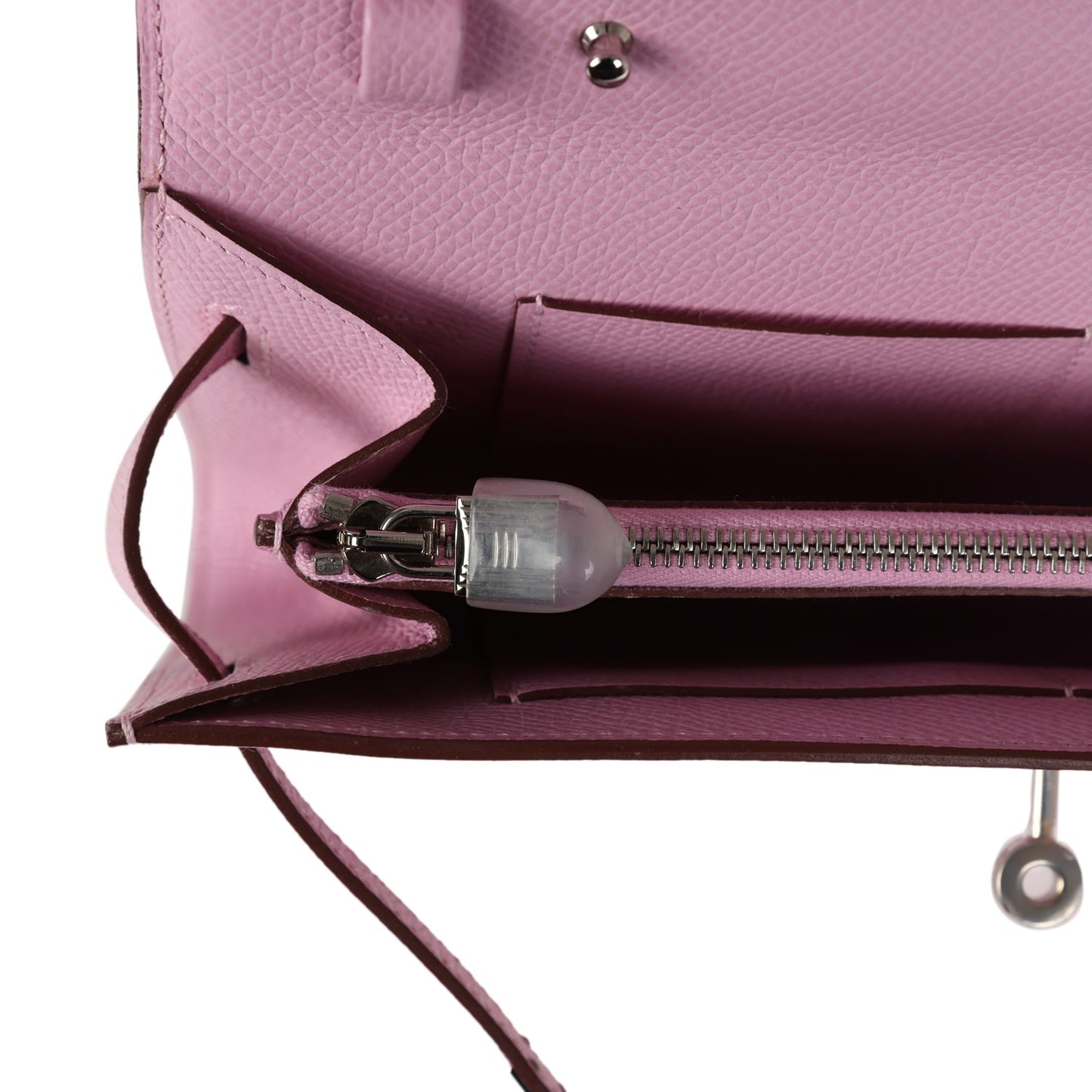 Kelly Wallet To Go Mauve Sylvestre Epsom Palladium Hardware