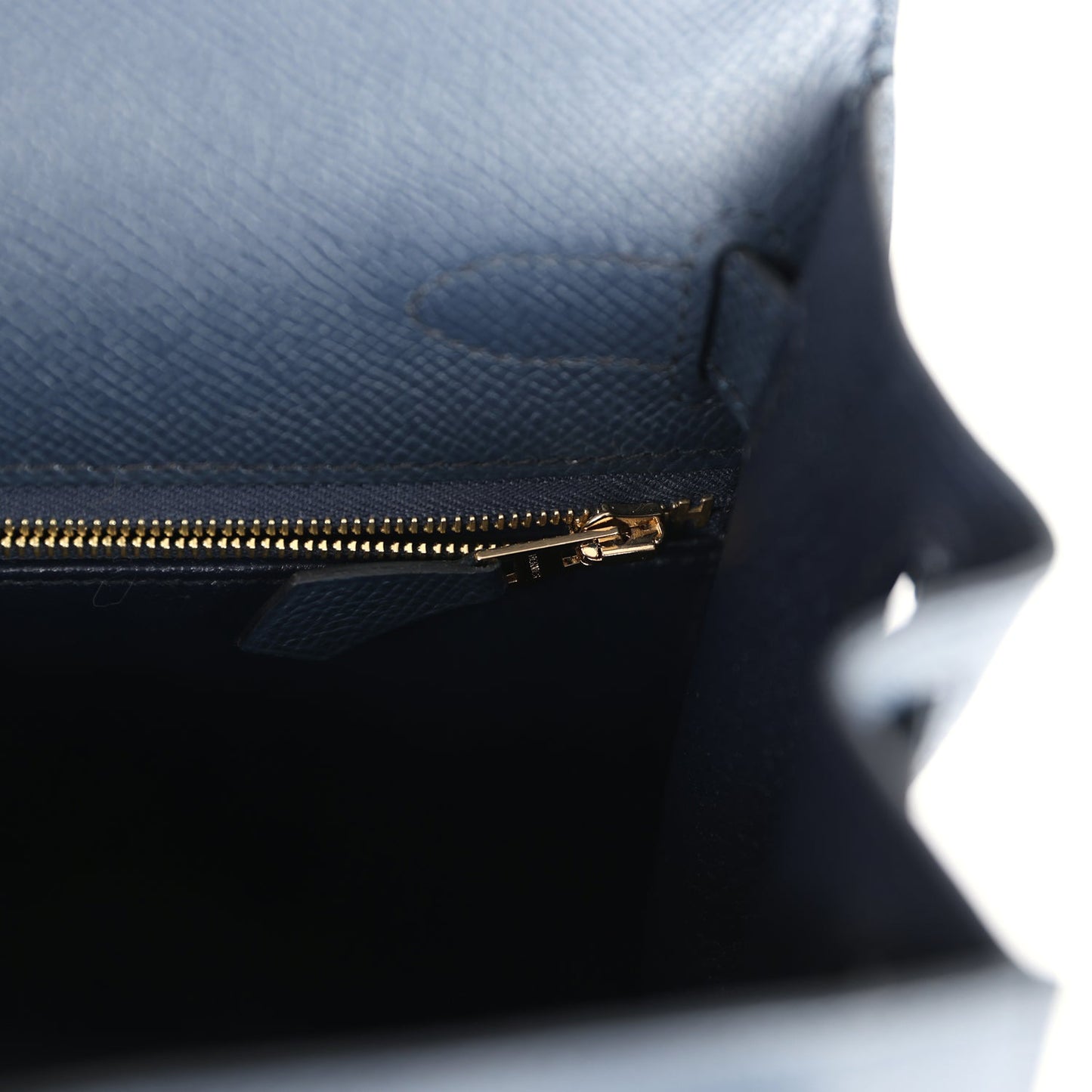 Kelly Sellier 28 Bleu Indigo Epsom Gold Hardware