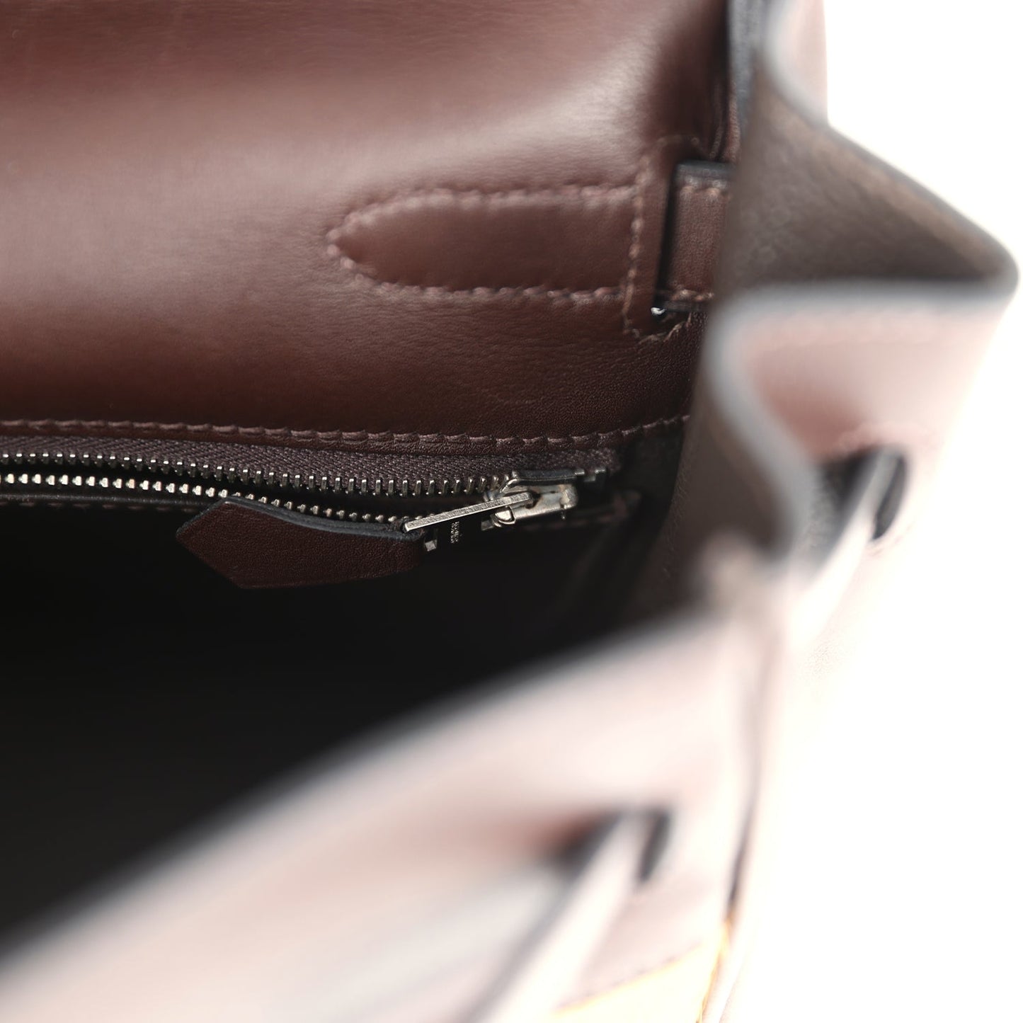 Vintage Kelly Retourne 35 Ebene Evercalf and Blond Troika Palladium Hardware