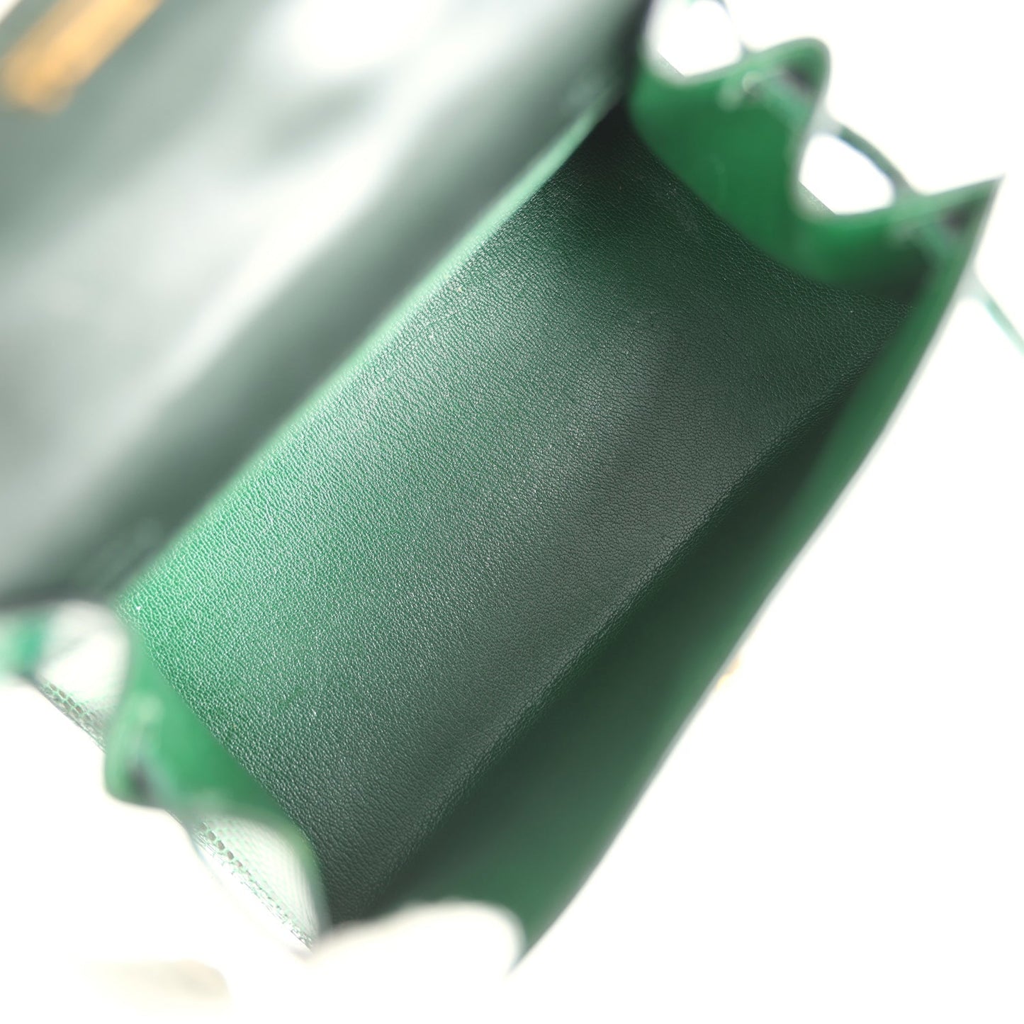 Vintage Kelly Sellier 20 Vert Fonce Varanus Salvator Lizard Gold Hardware