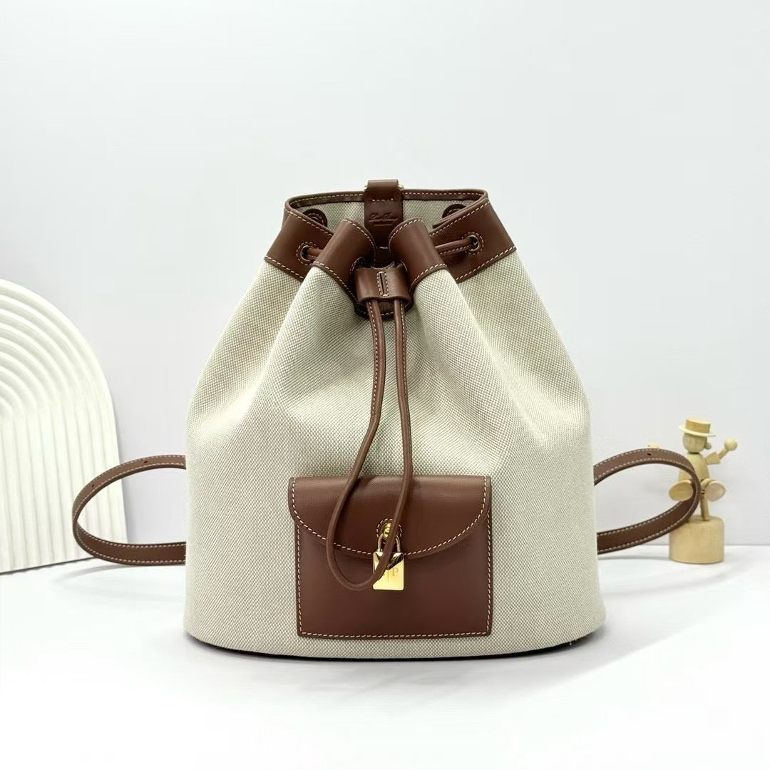 Elegant Drawstring Backpack with Front Pocket Detail