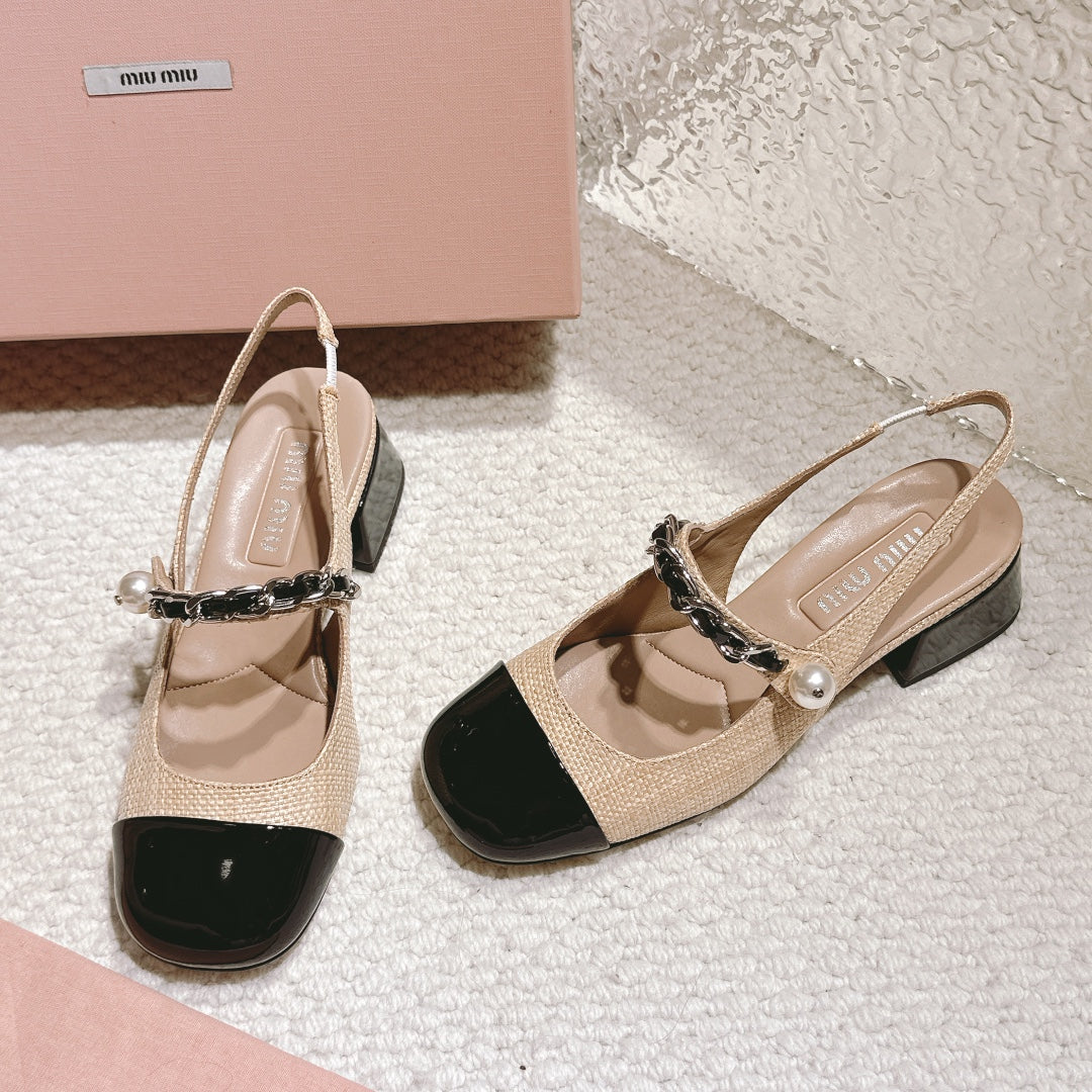 Dark Beige and Black Heels Sandal