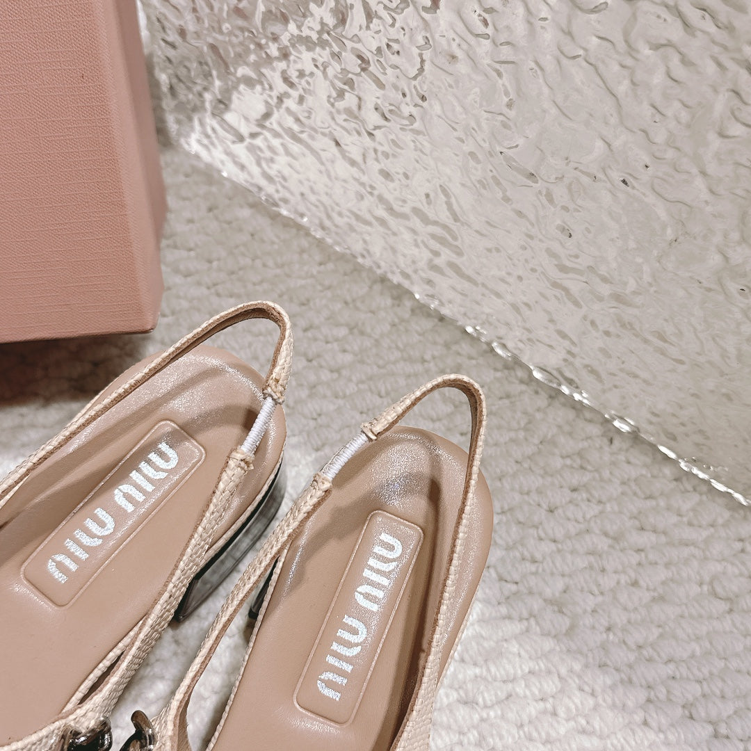 Light beige and Black Heels Sandal