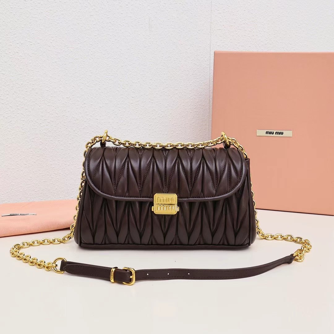 Quilted Chain-Shoulder Flap Bag