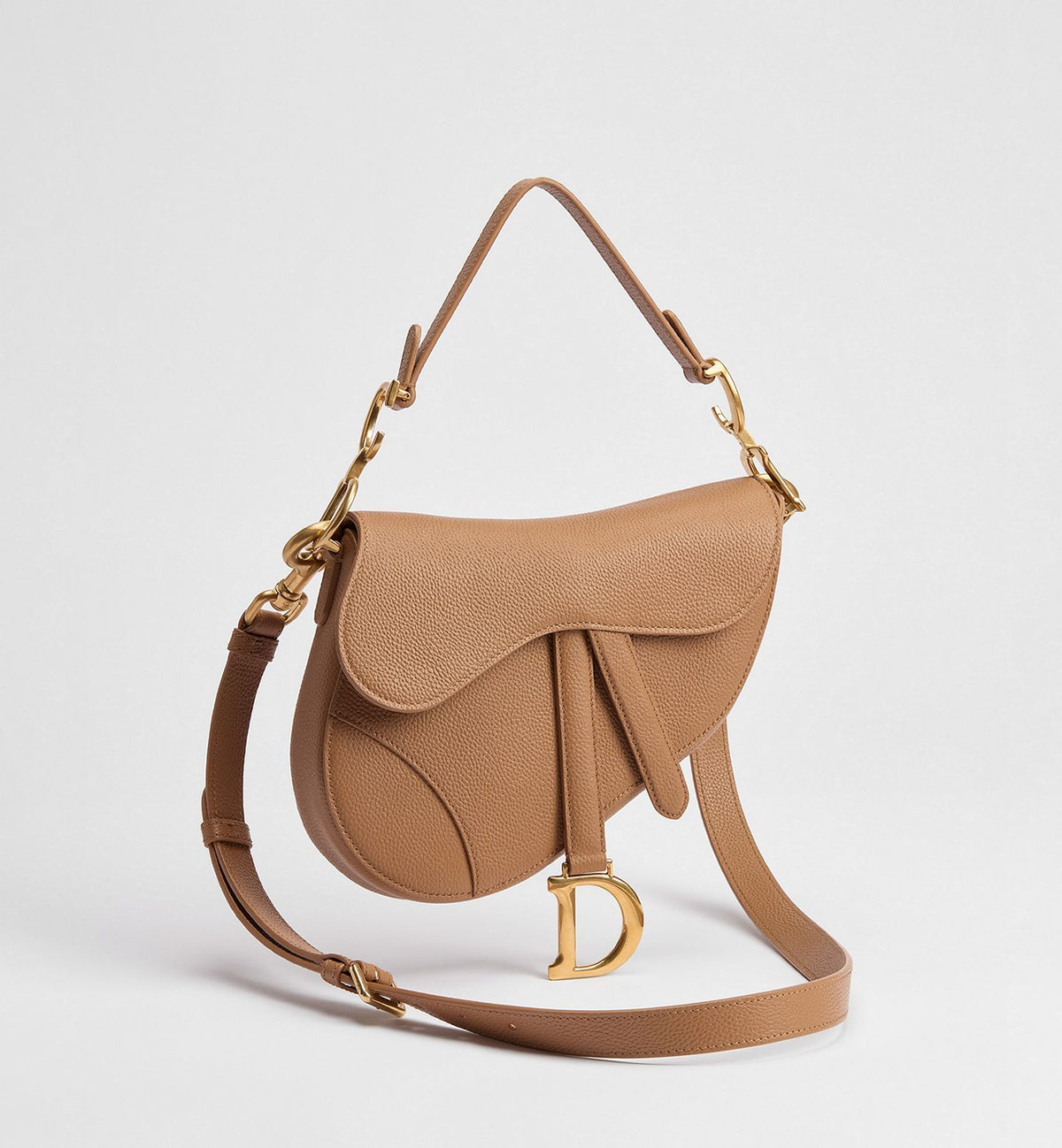 Small Saddle Bag with Strap Camel Grained Calfskin 01