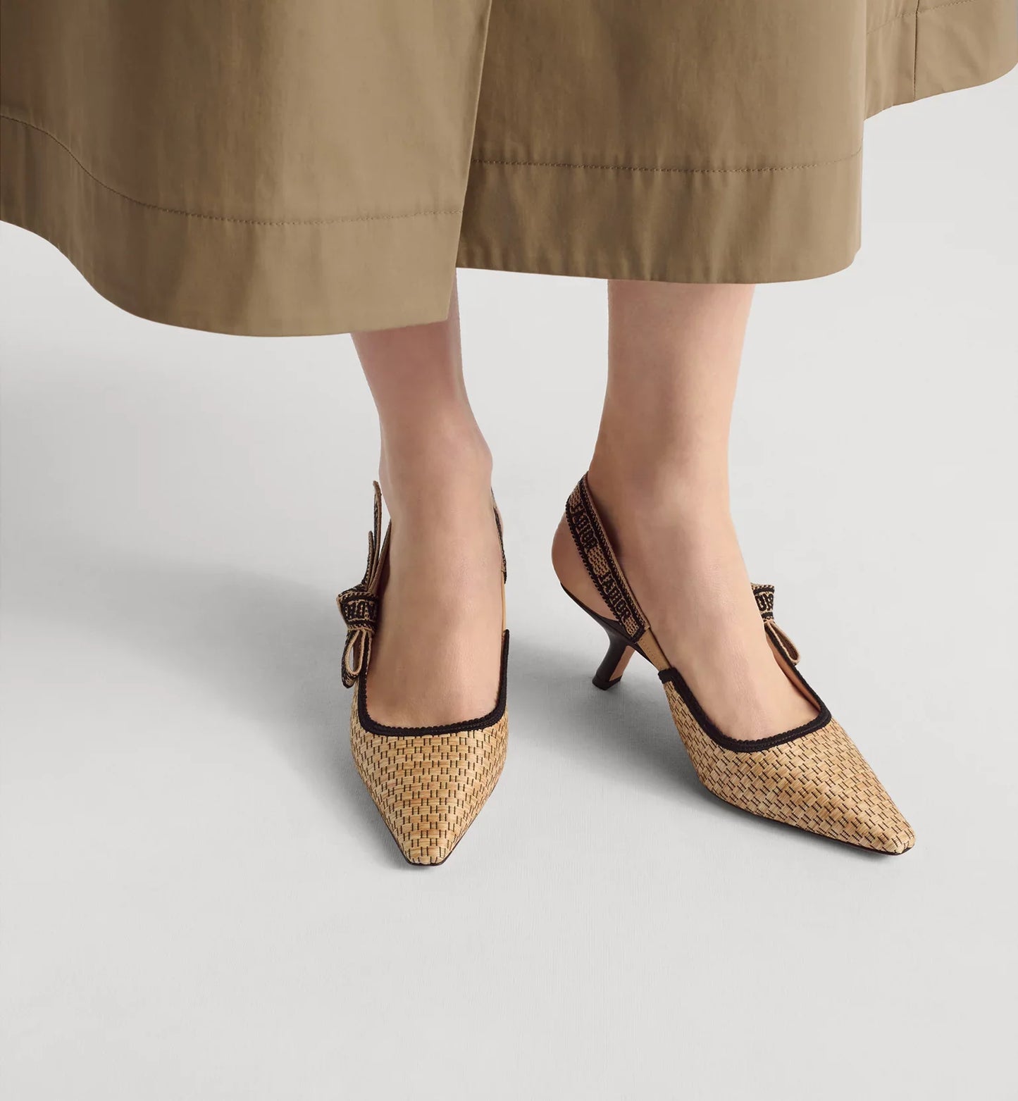 Natural and Black Textured J'Adior Slingback Pump
