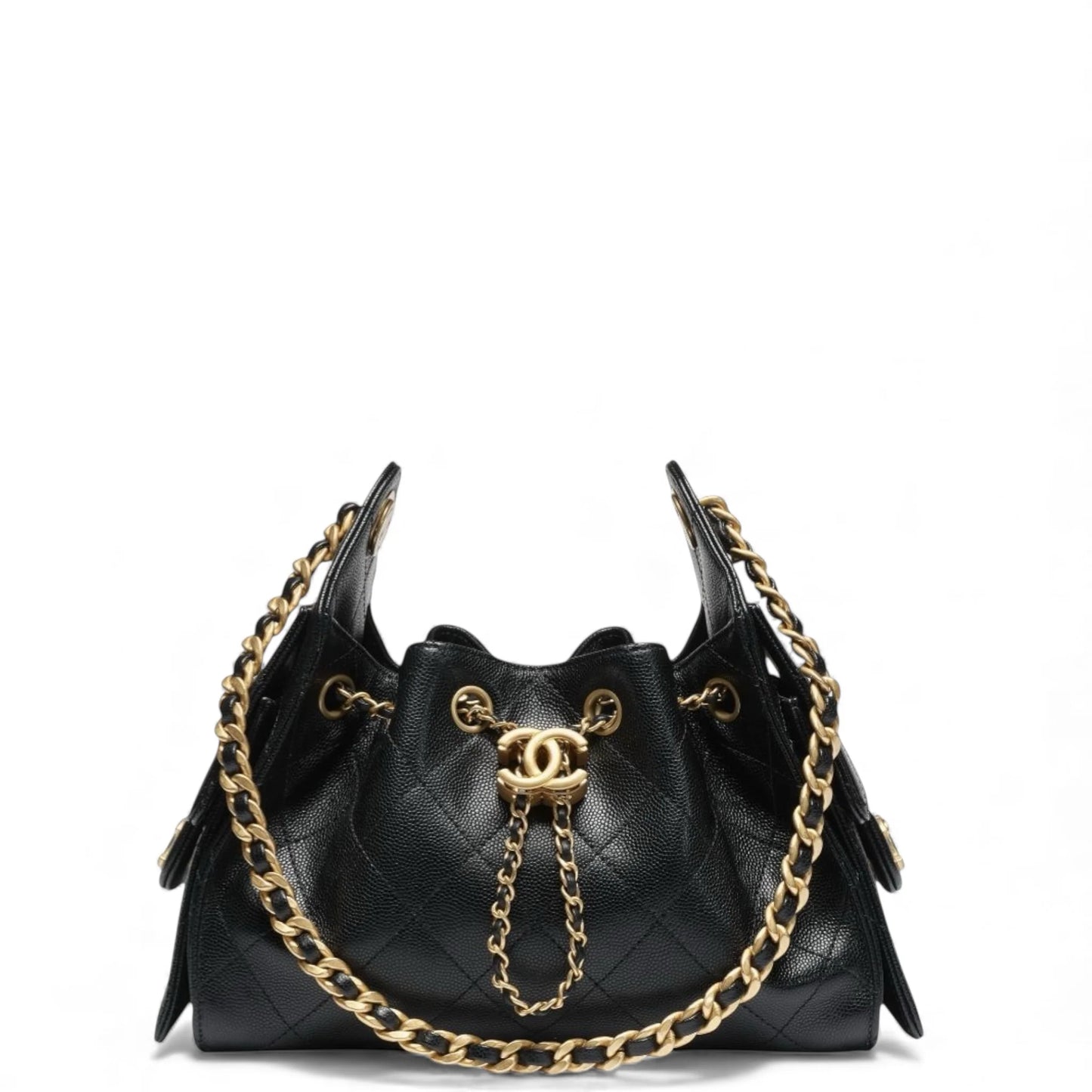 Handbag 25 Mini Black Color Caviar Leather Gold Hardware 01