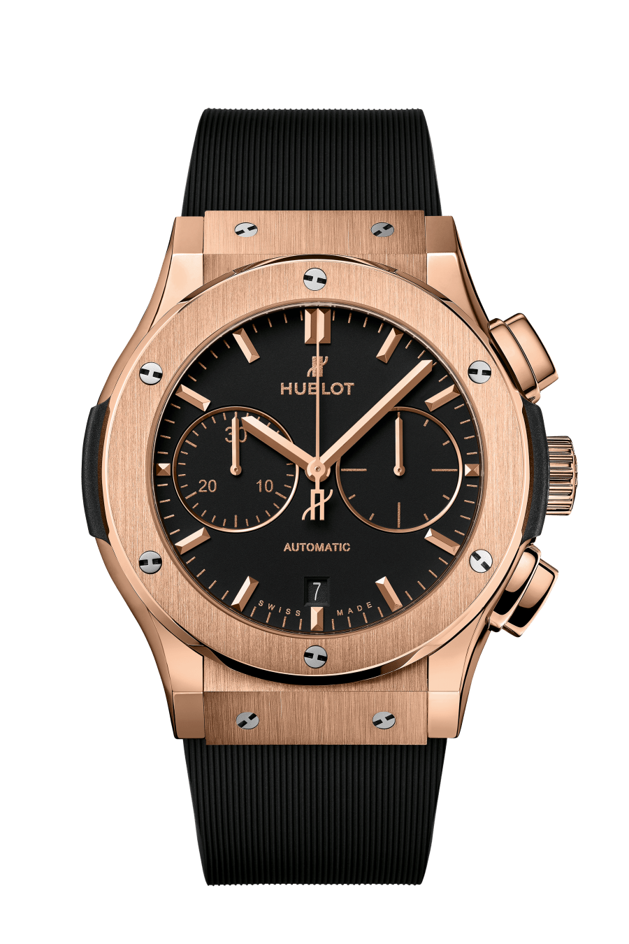 Classic Fusion Chronograph King Gold Black Dial Rubber Strap Watch