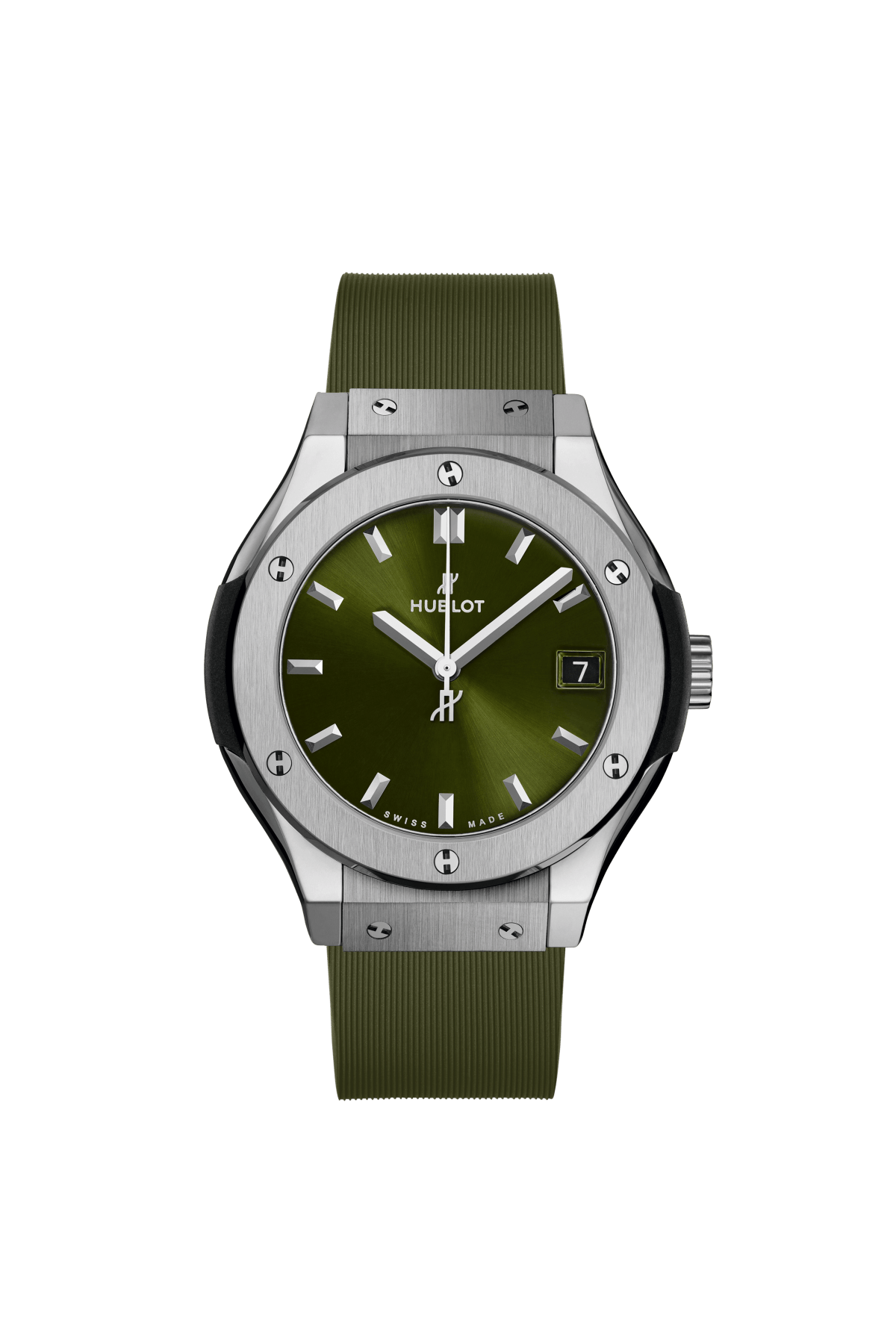 Classic Fusion Titanium Green Sunray Dial Rubber Strap Watch