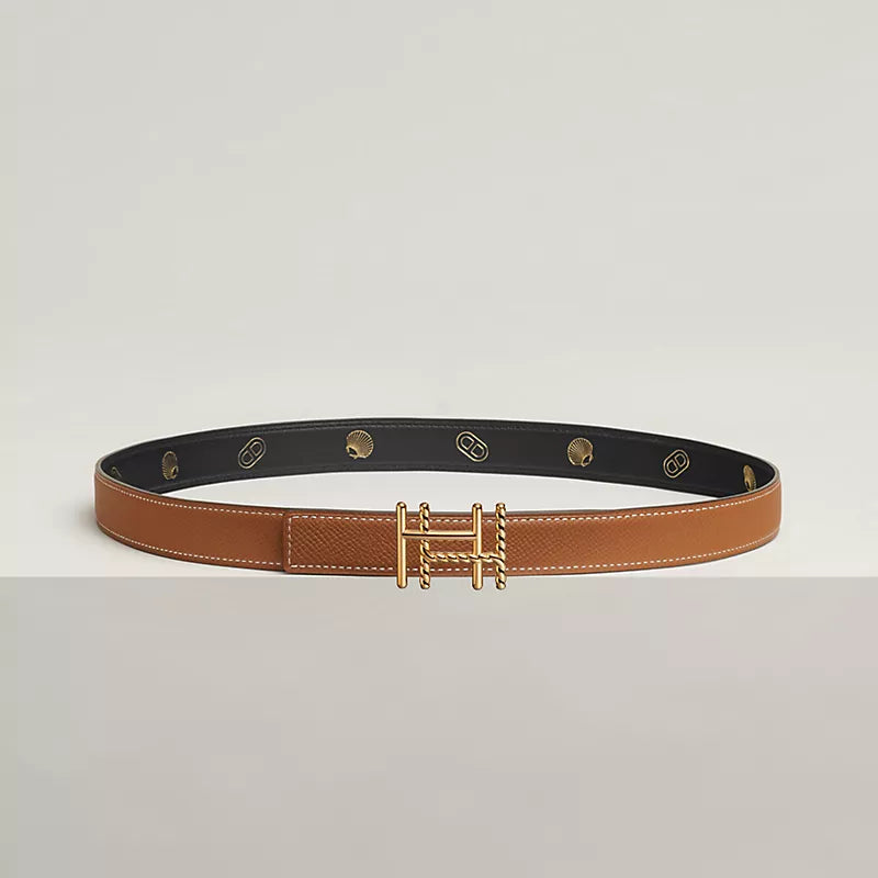 H au Carre Twist Belt Buckle & Reversible Leather Strap 24 MM