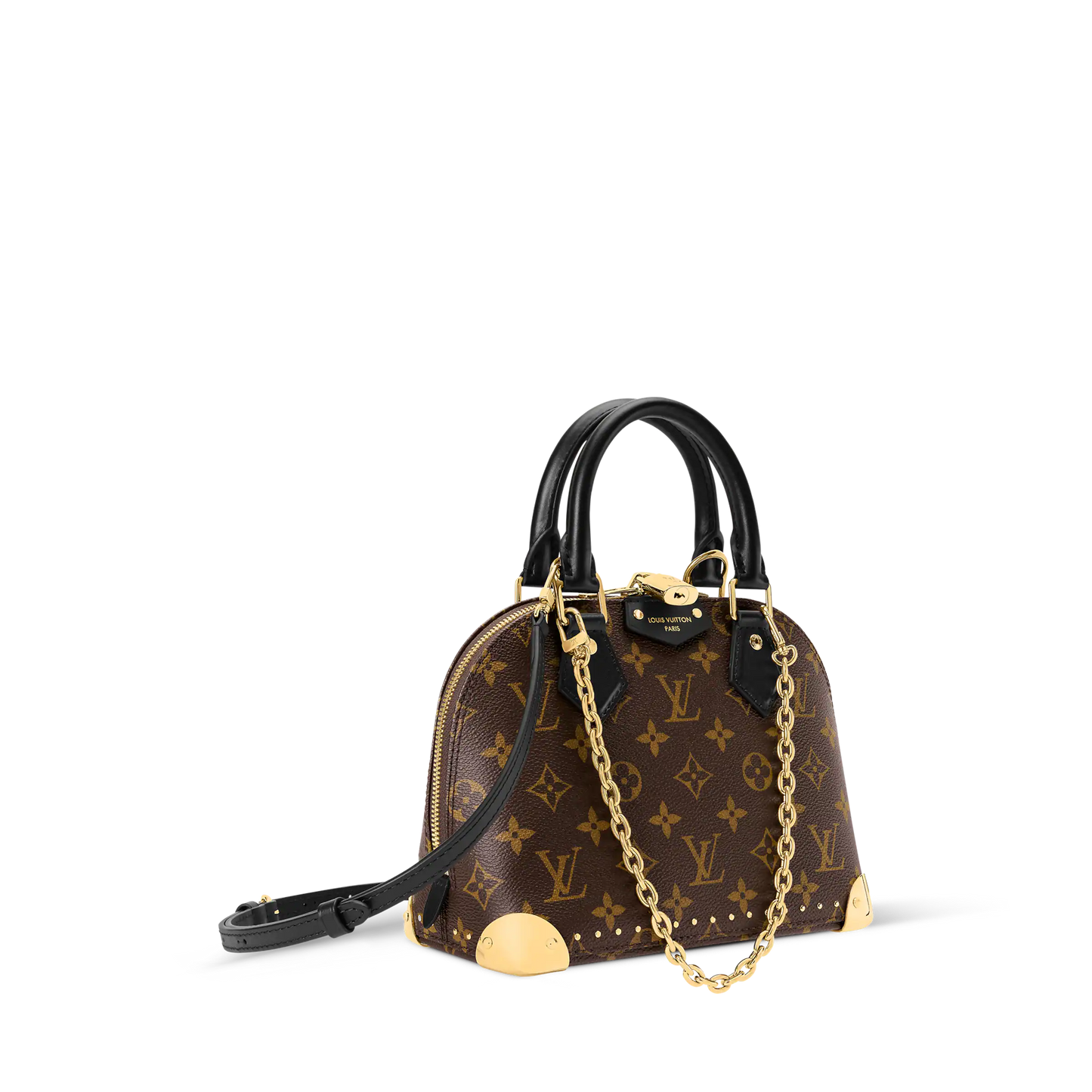 Alma Trunk BB Monogram Canvas Black Leather Satchel