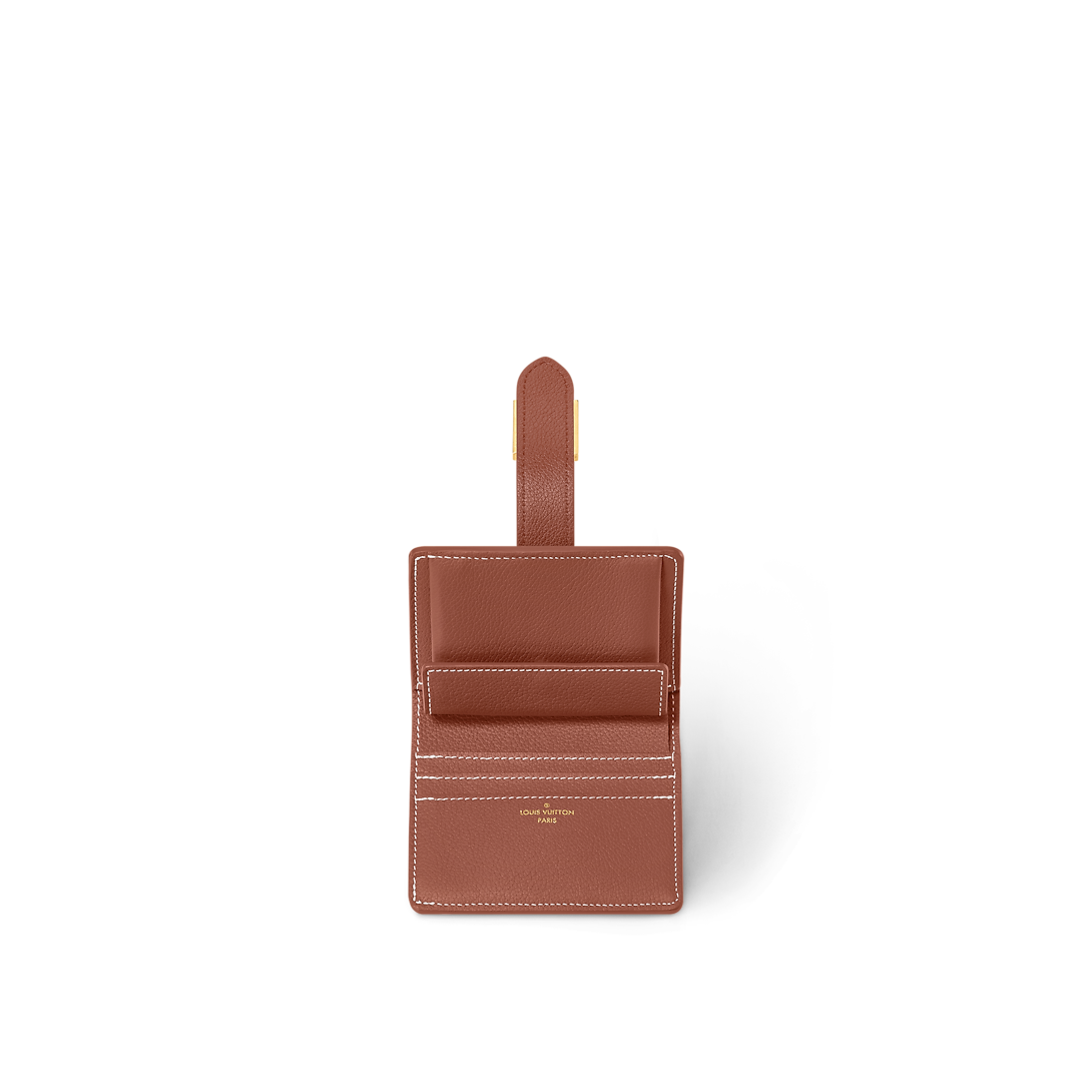 Low Key Compact Smooth Calfskin Cognac Wallet