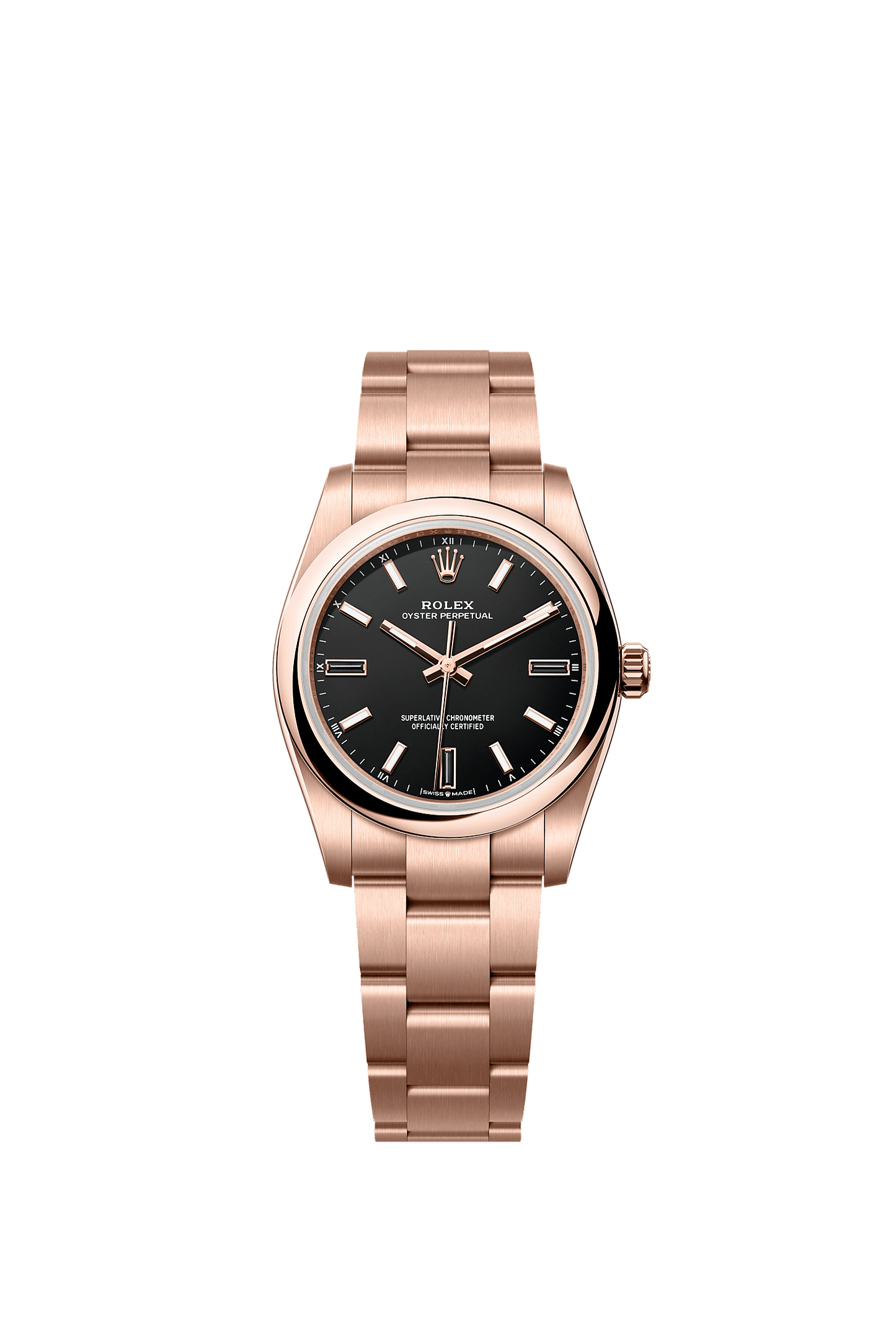 Oyster Perpetual 34 Oyster Chronometer Watch 34mm 18ct Everose Gold Black Dial Oyster Bracelet