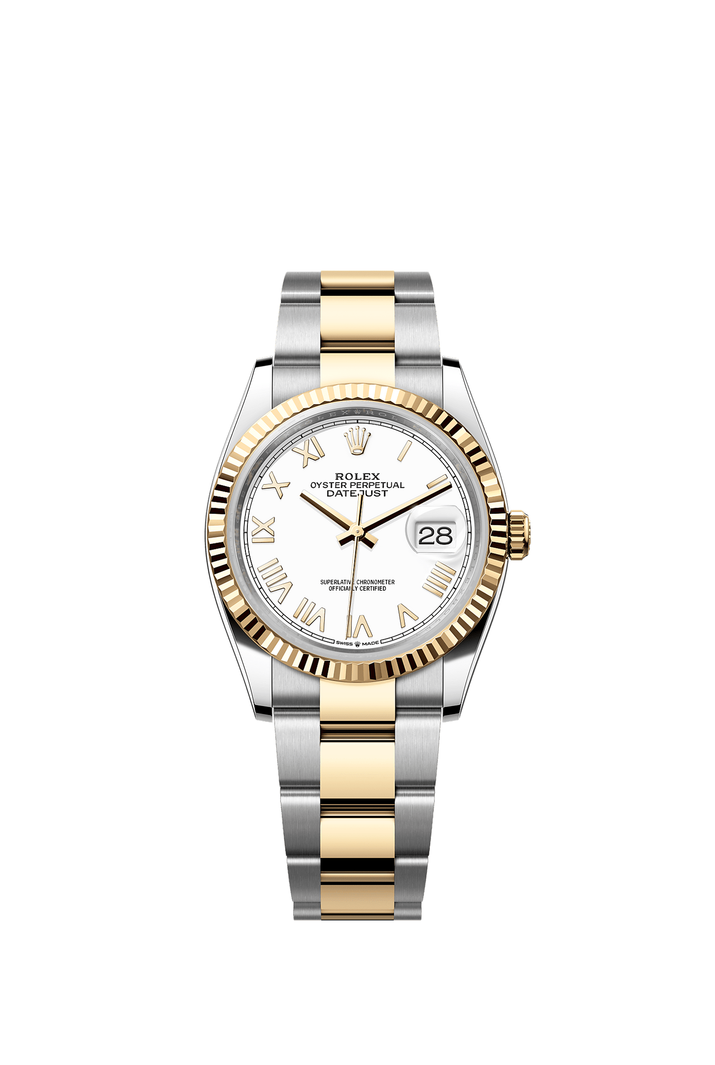 Datejust 36 36mm Oystersteel Yellow Gold White Dial Oyster Bracelet Self-Winding Watch