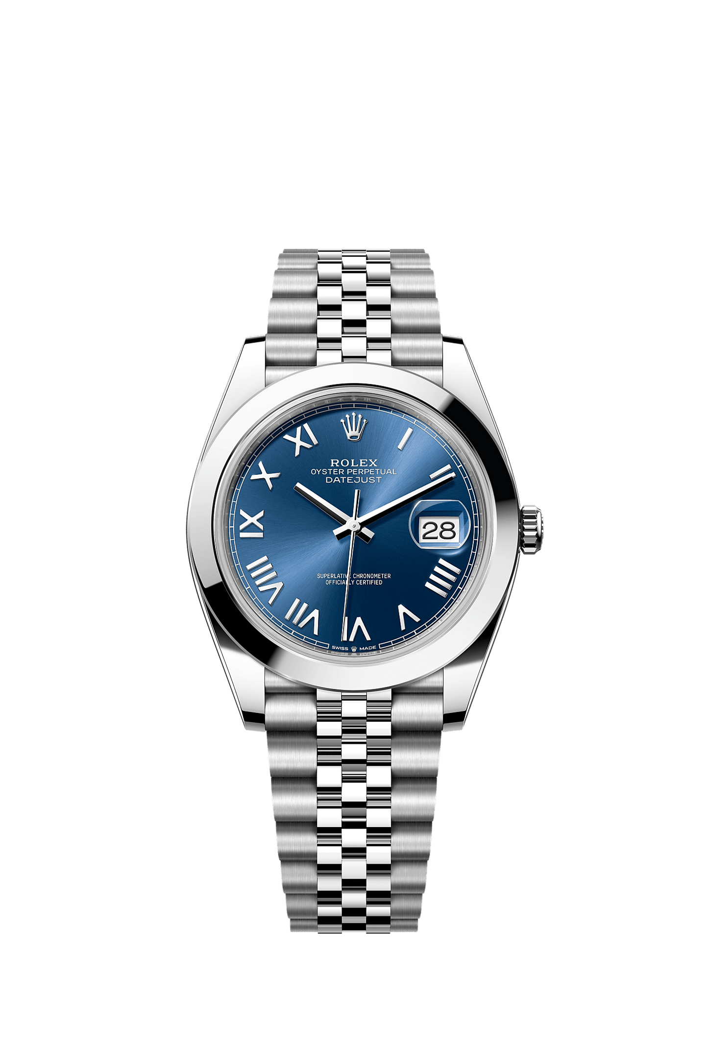 Datejust 41 41mm Oystersteel Bright Blue Dial Smooth Bezel Jubilee Bracelet Self-Winding Watch