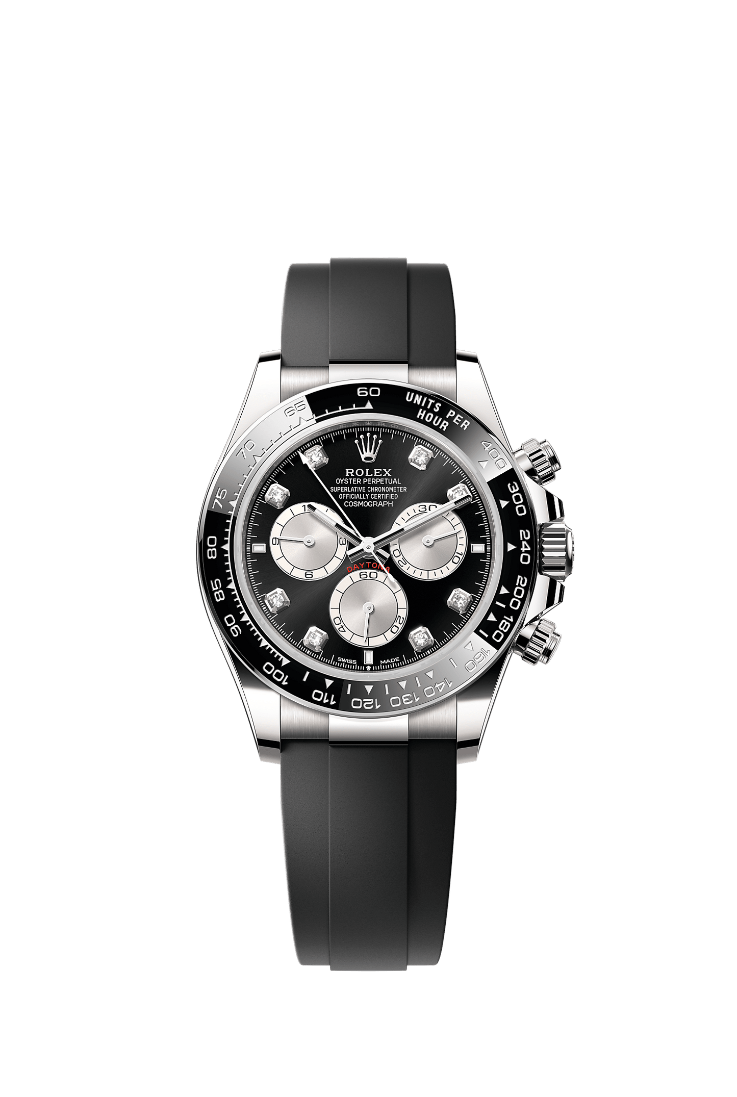 Cosmograph Daytona Oyster Chronograph Watch 40mm 18ct White Gold Bright Black Diamond Dial