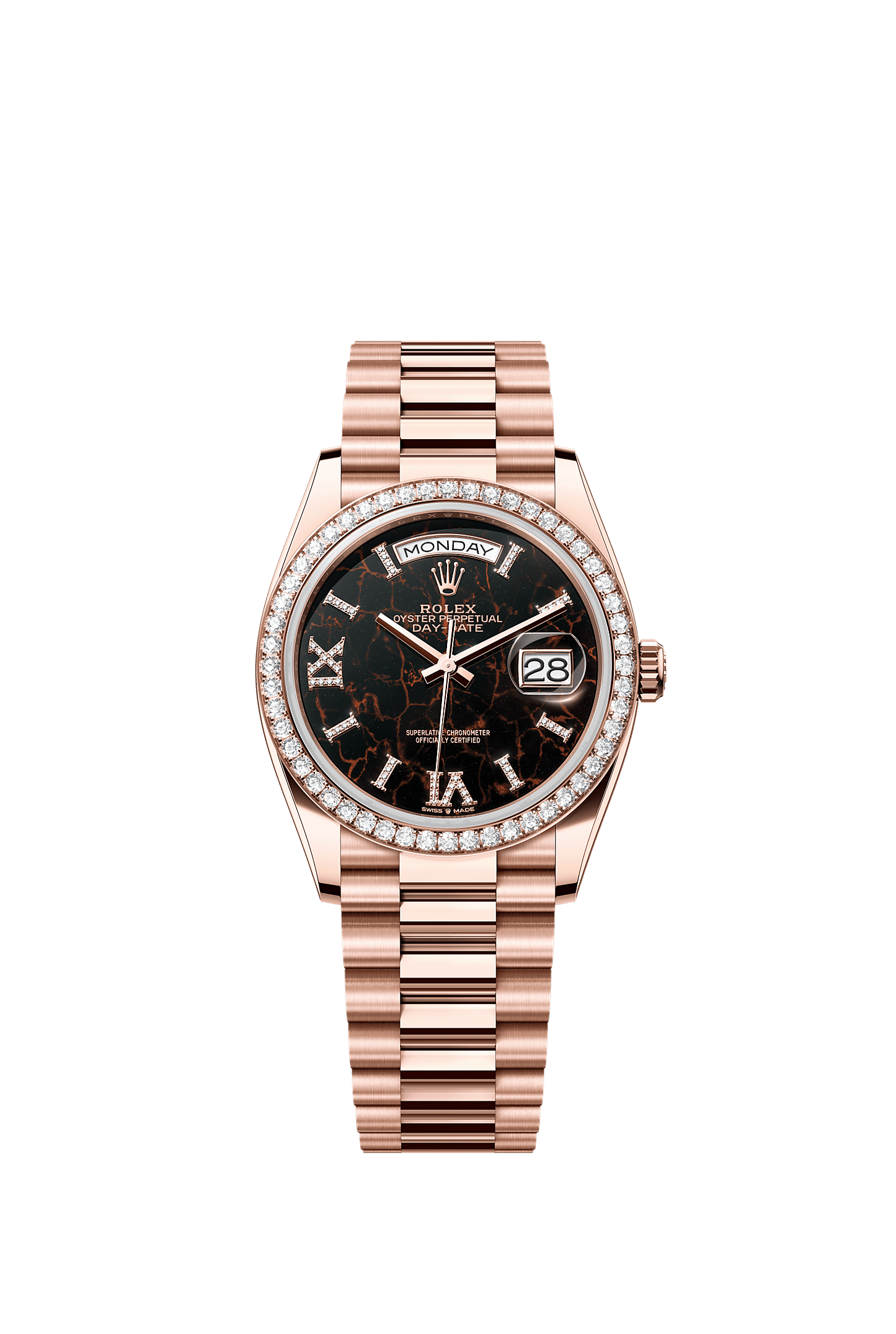 Day-Date 36 Oyster Perpetual Chronometer Watch 36mm 18ct Everose Gold Eisenkiesel Diamond Dial President Bracelet