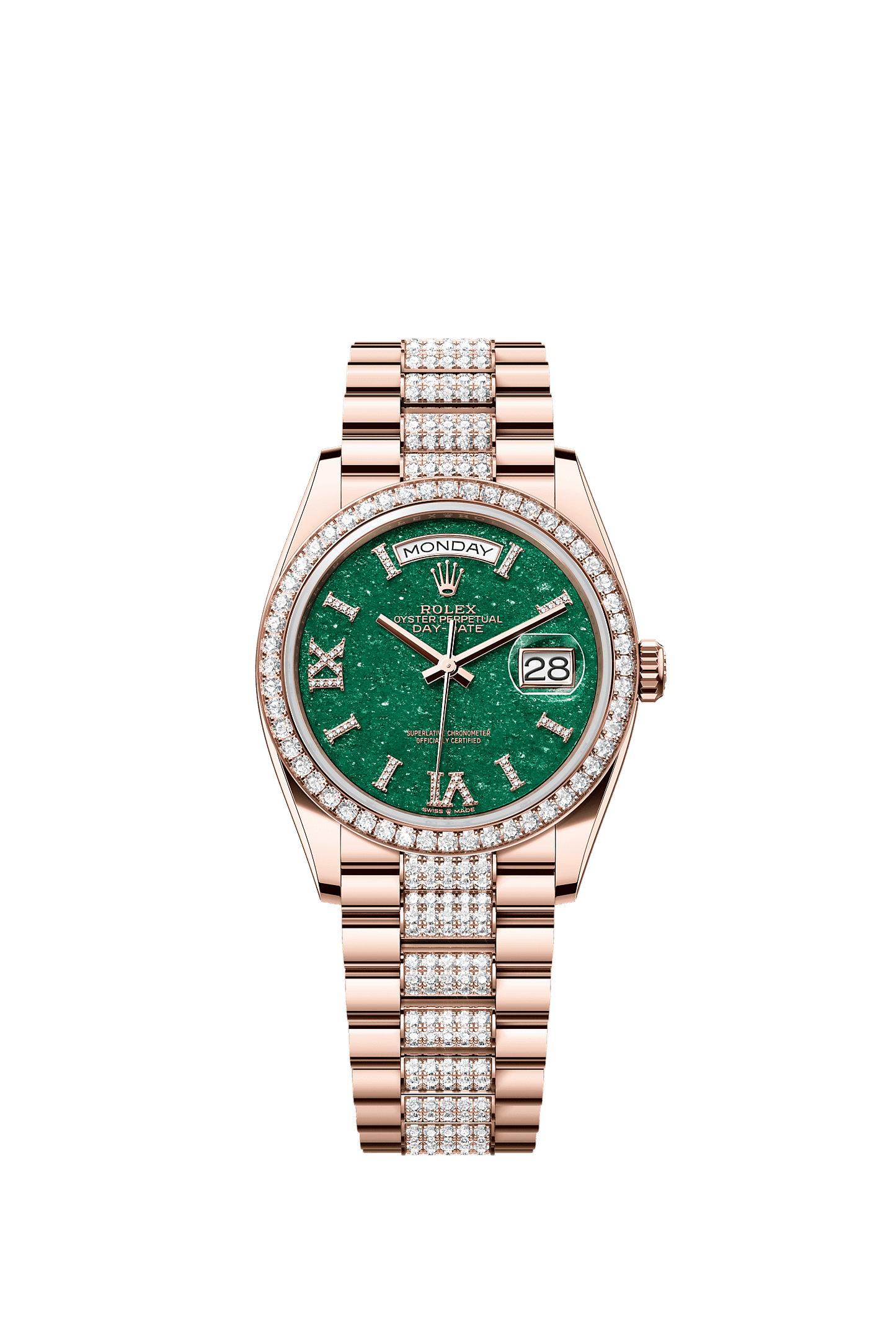 Day-Date 36 Oyster Perpetual Chronometer Watch 36mm 18ct Everose Gold Green Aventurine Diamond Dial President Bracelet
