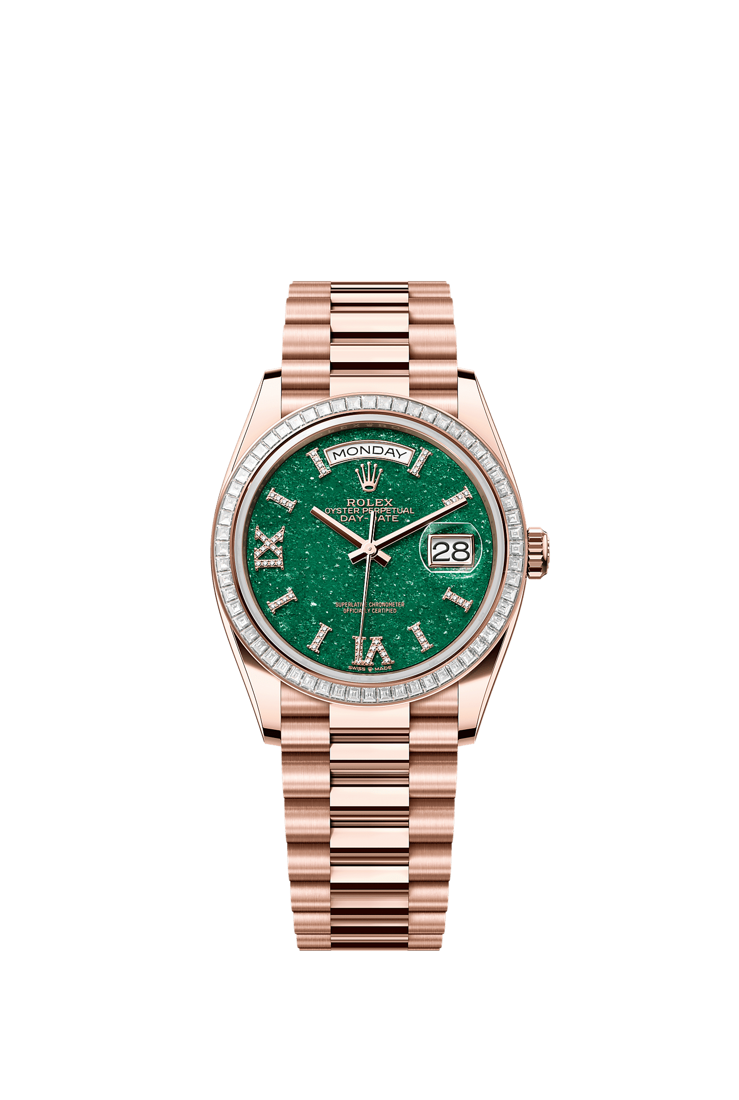 Day-Date 36 Oyster Perpetual Chronometer Watch 36mm 18ct Everose Gold Green Aventurine Diamond Dial President Bracelet