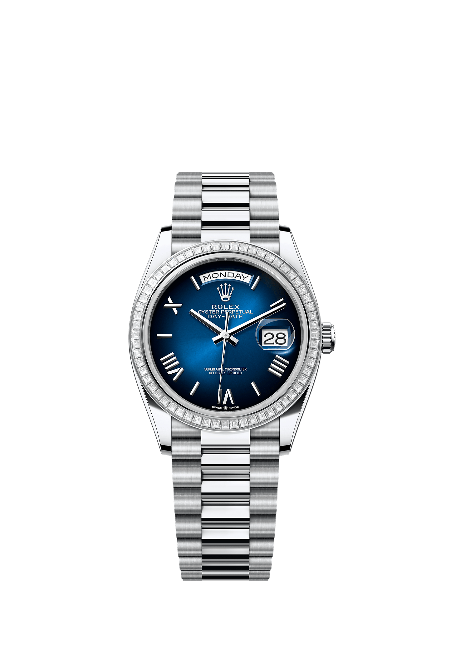 Day-Date 36 950 Platinum Blue Ombré Diamond Dial President Bracelet 36mm Self-Winding Watch