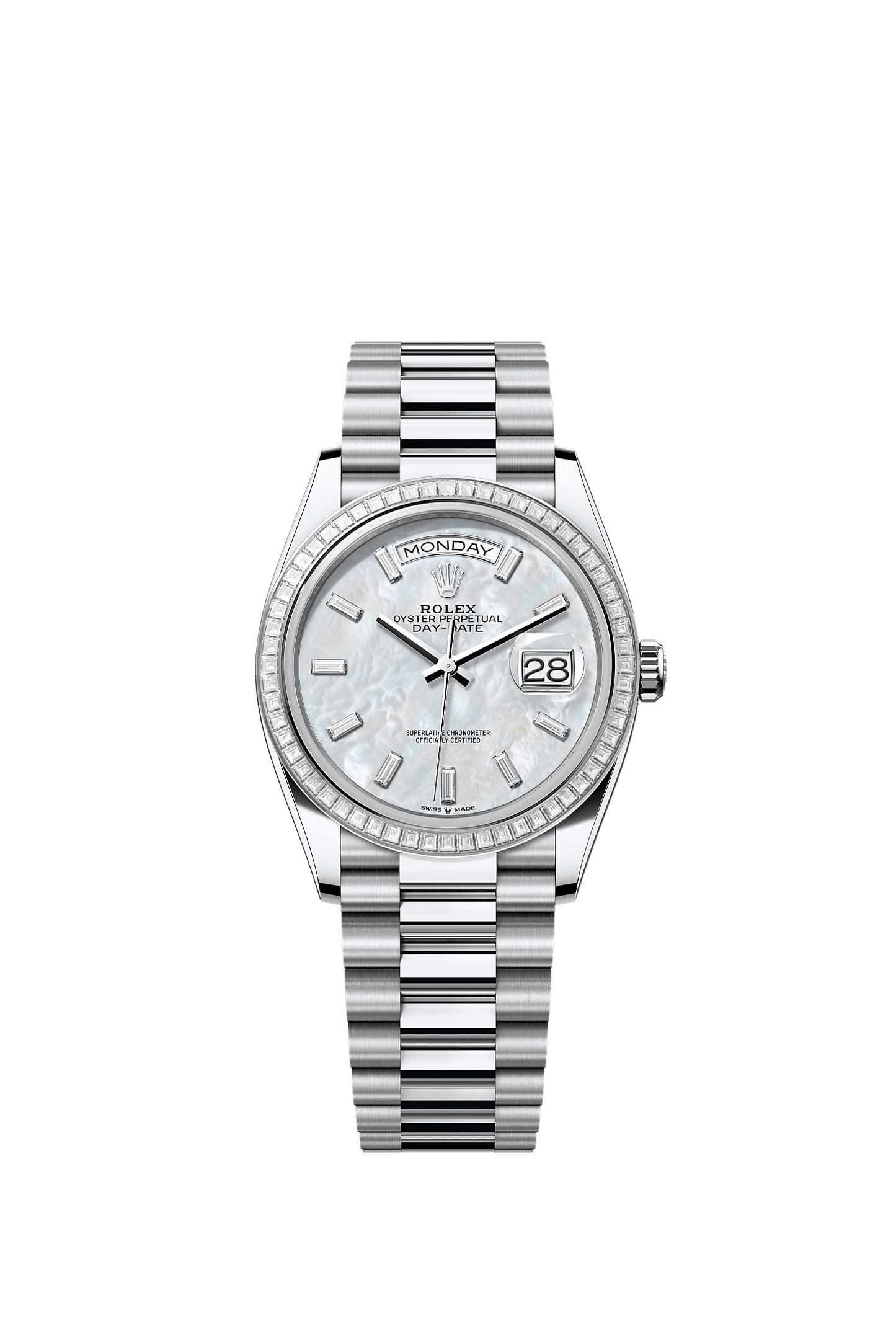 Day-Date 36 Platinum White Mother-Of-Pearl Diamond Dial President Bracelet 36mm Self-Winding Watch