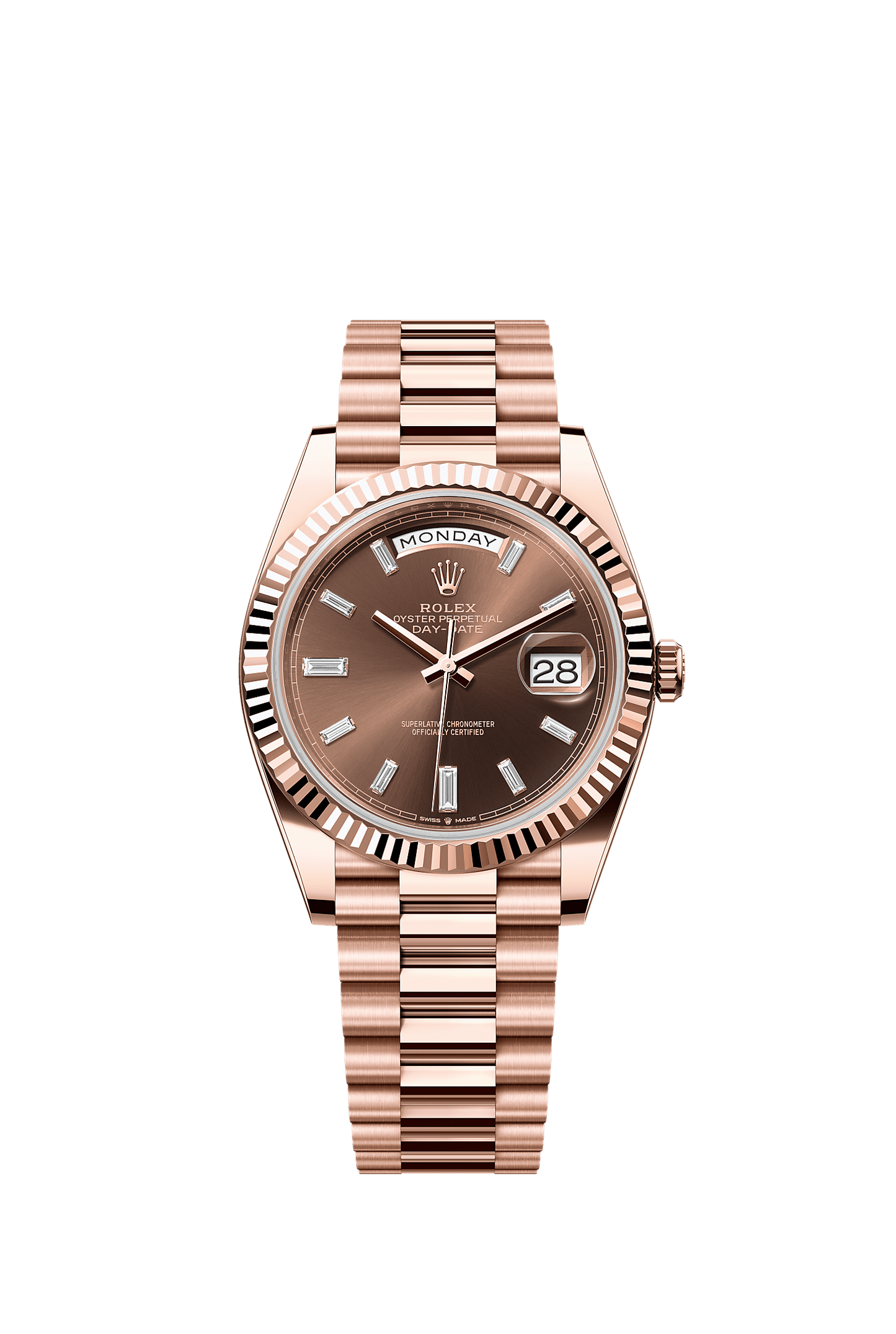 Day-Date 40 Oyster Perpetual Chronometer Watch 40mm 18ct Everose Gold Chocolate Diamond Dial President Bracelet