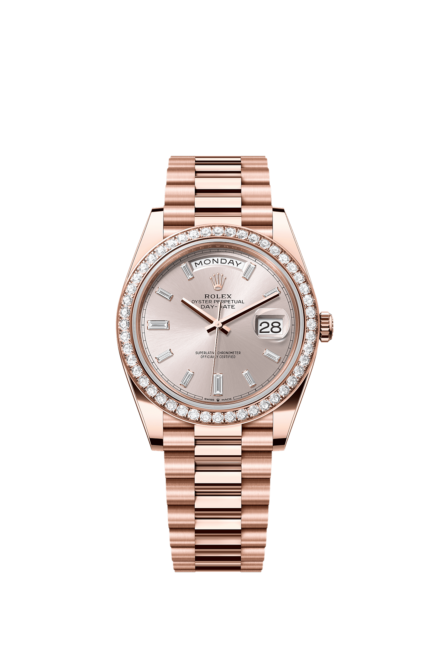 Day-Date 40 Oyster Perpetual Chronometer Watch 40mm 18ct Everose Gold Sundust Diamond Dial President Bracelet