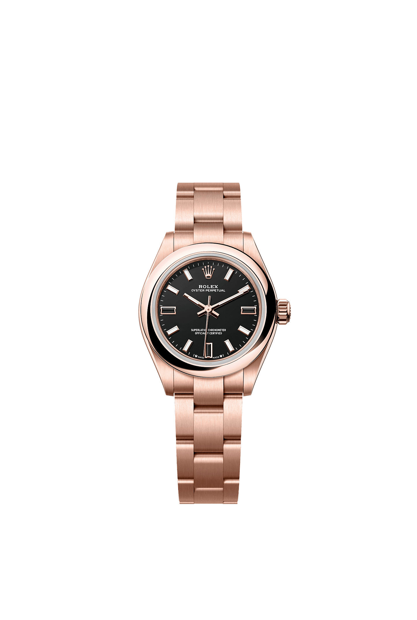 Oyster Perpetual 28 Oyster Chronometer Watch 28mm 18ct Everose Gold Black Dial Oyster Bracelet