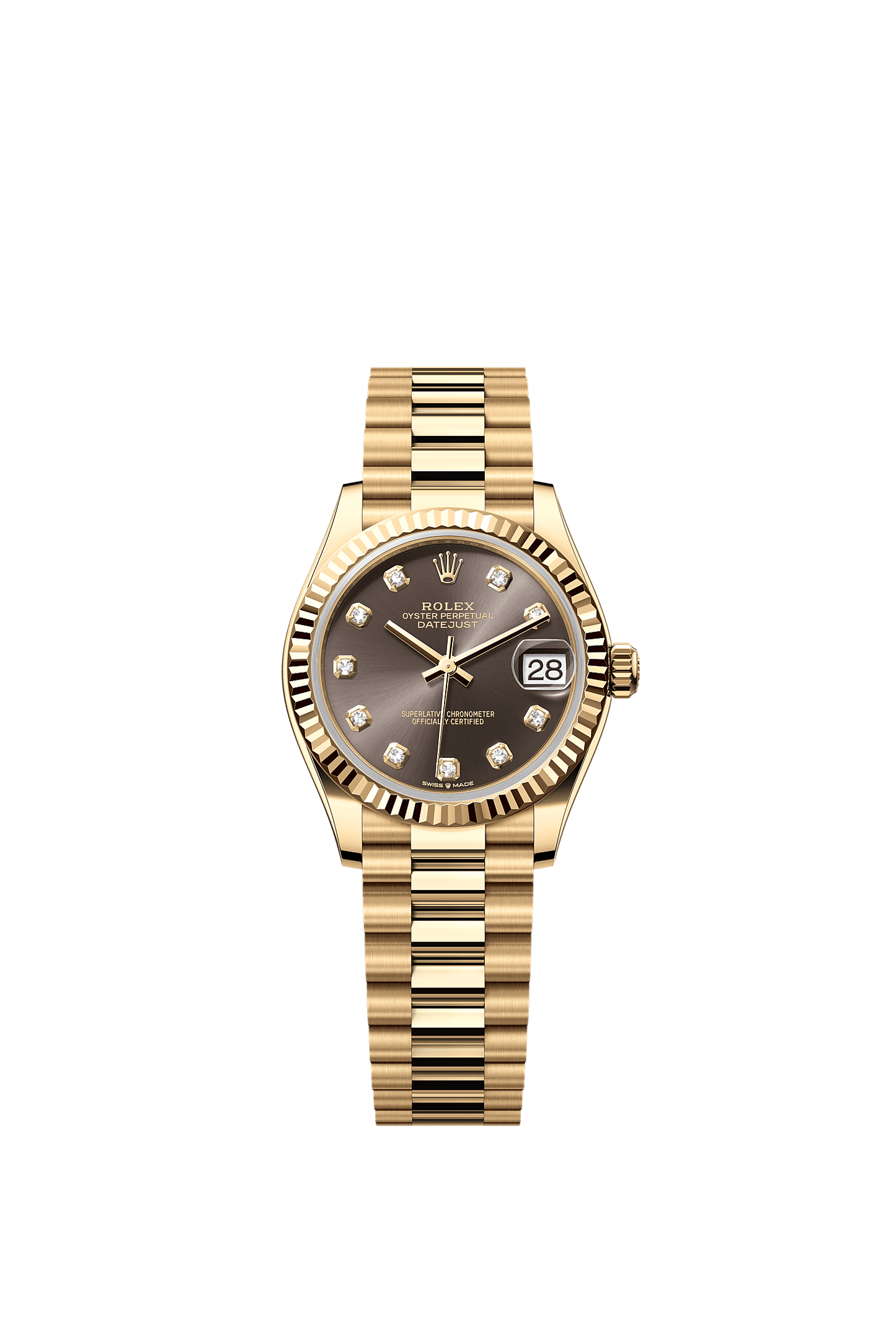 Datejust 31 Oyster Chronometer Watch 31mm 18ct Yellow Gold Dark Grey Diamond Dial