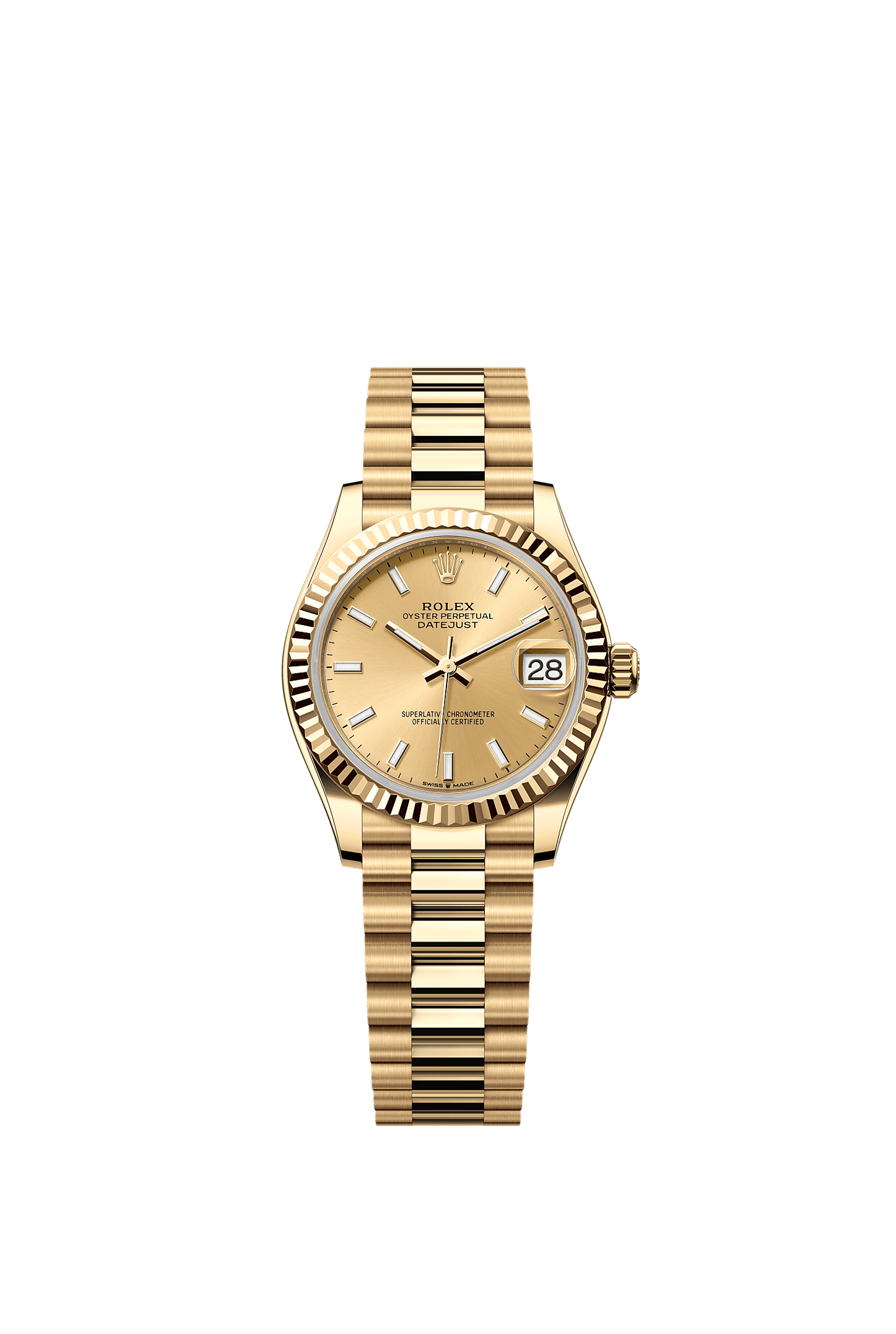 Datejust 31 Oyster Chronometer Watch 31mm 18ct Yellow Gold Champagne Dial President Bracelet