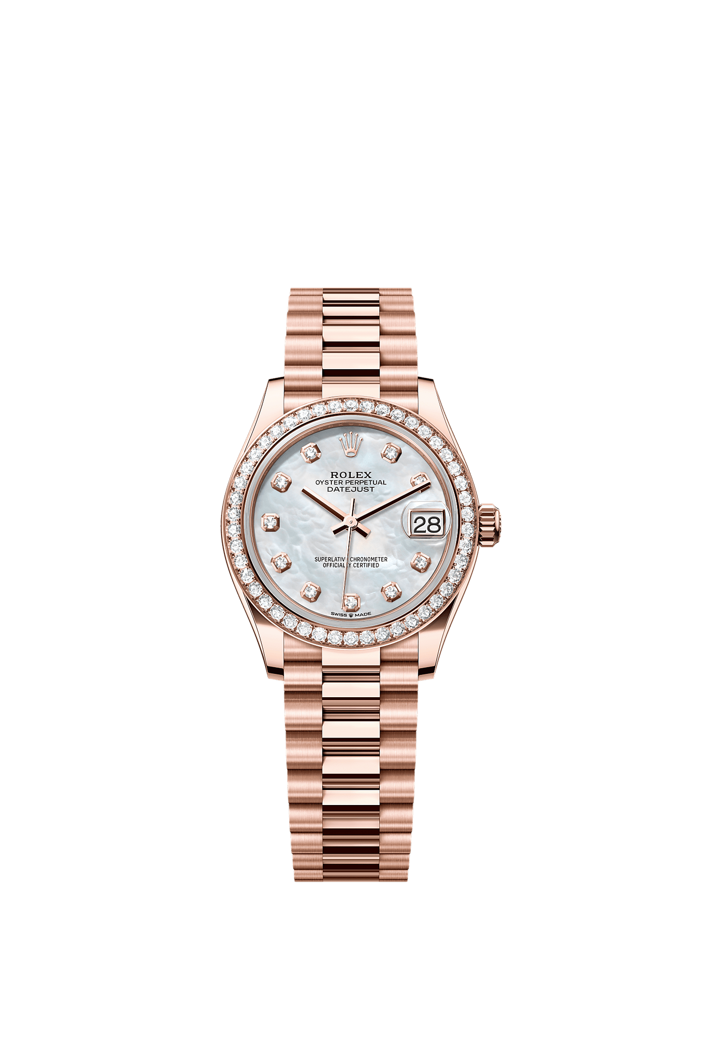 Datejust 31 Oyster Chronometer Watch 31mm 18ct Everose Gold Mother-Of-Pearl Diamond Dial