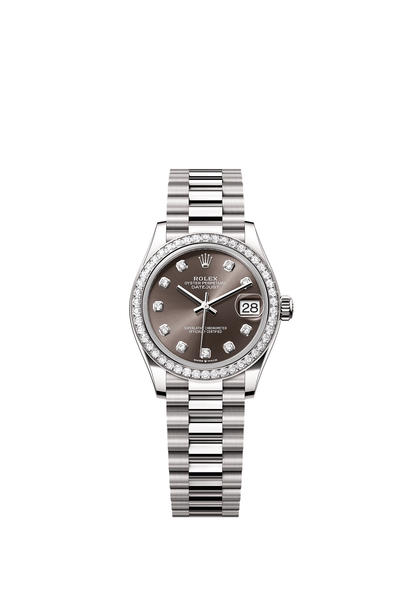 Datejust 31 Oyster Chronometer Watch 31mm 18ct White Gold Dark Grey Diamond Dial
