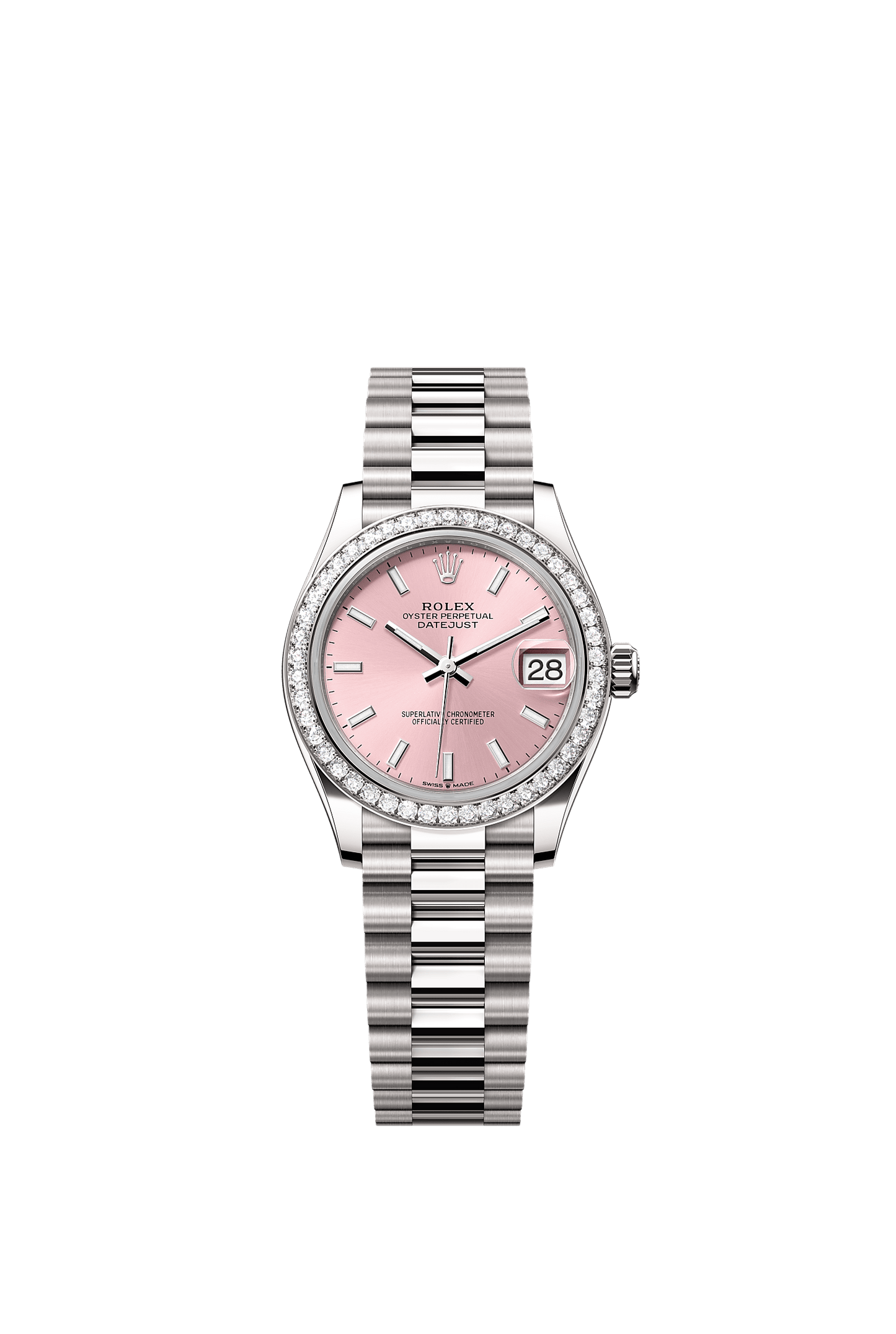 Datejust 31 Oyster Chronometer Watch 31mm 18ct White Gold Pink Diamond Dial