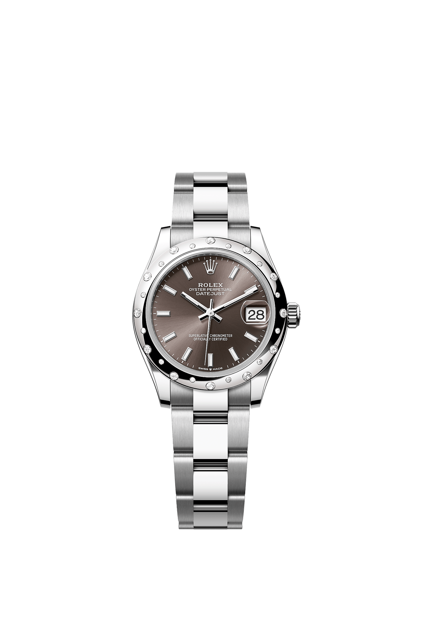 Datejust 31 Oystersteel White Gold Dark Grey Diamond Dial Jubilee Bracelet 31mm Self-Winding Watch