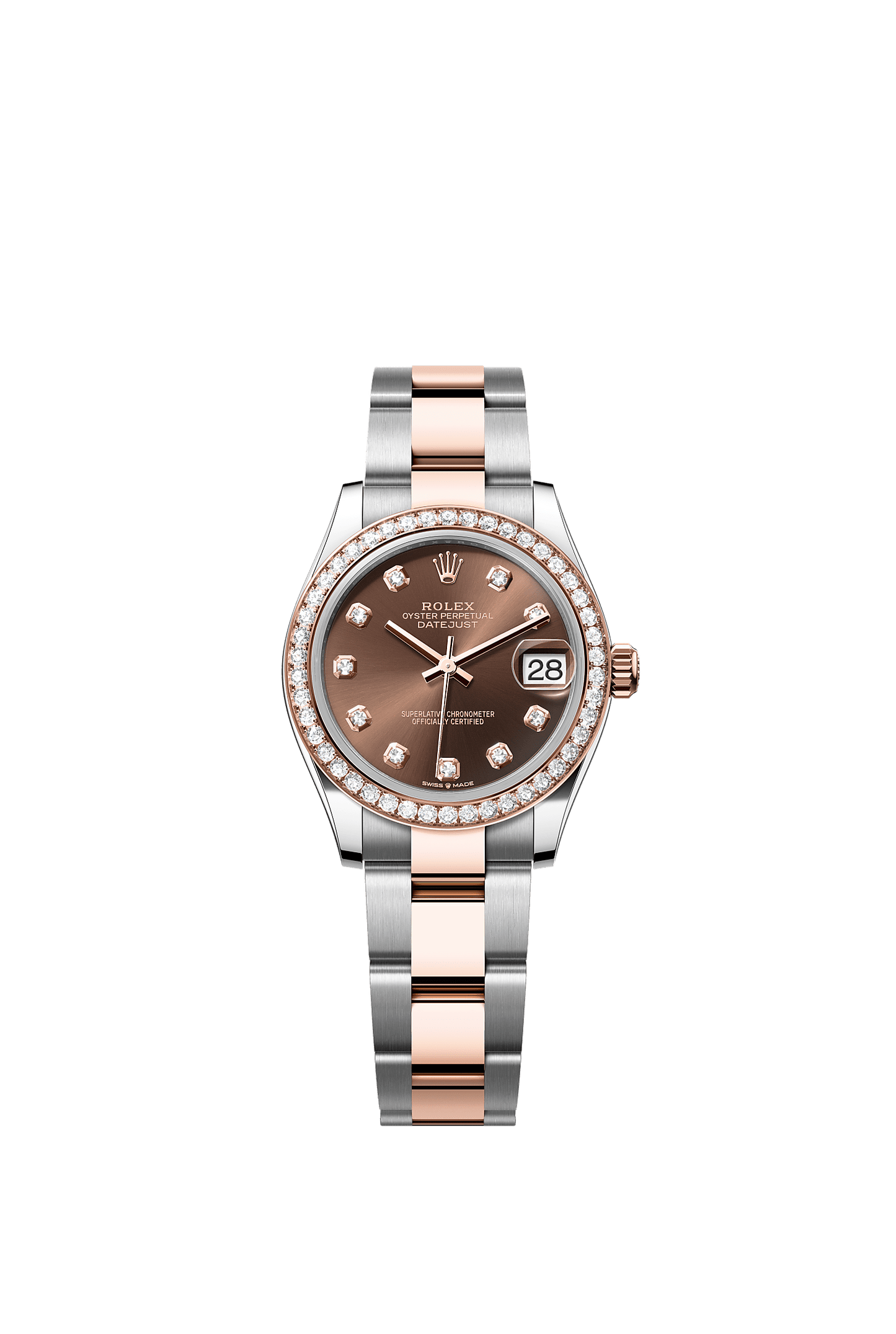 Datejust 31 Oystersteel Everose Gold Chocolate Diamond Dial Diamond-Set Bezel Oyster Bracelet 31mm Self-Winding Watch