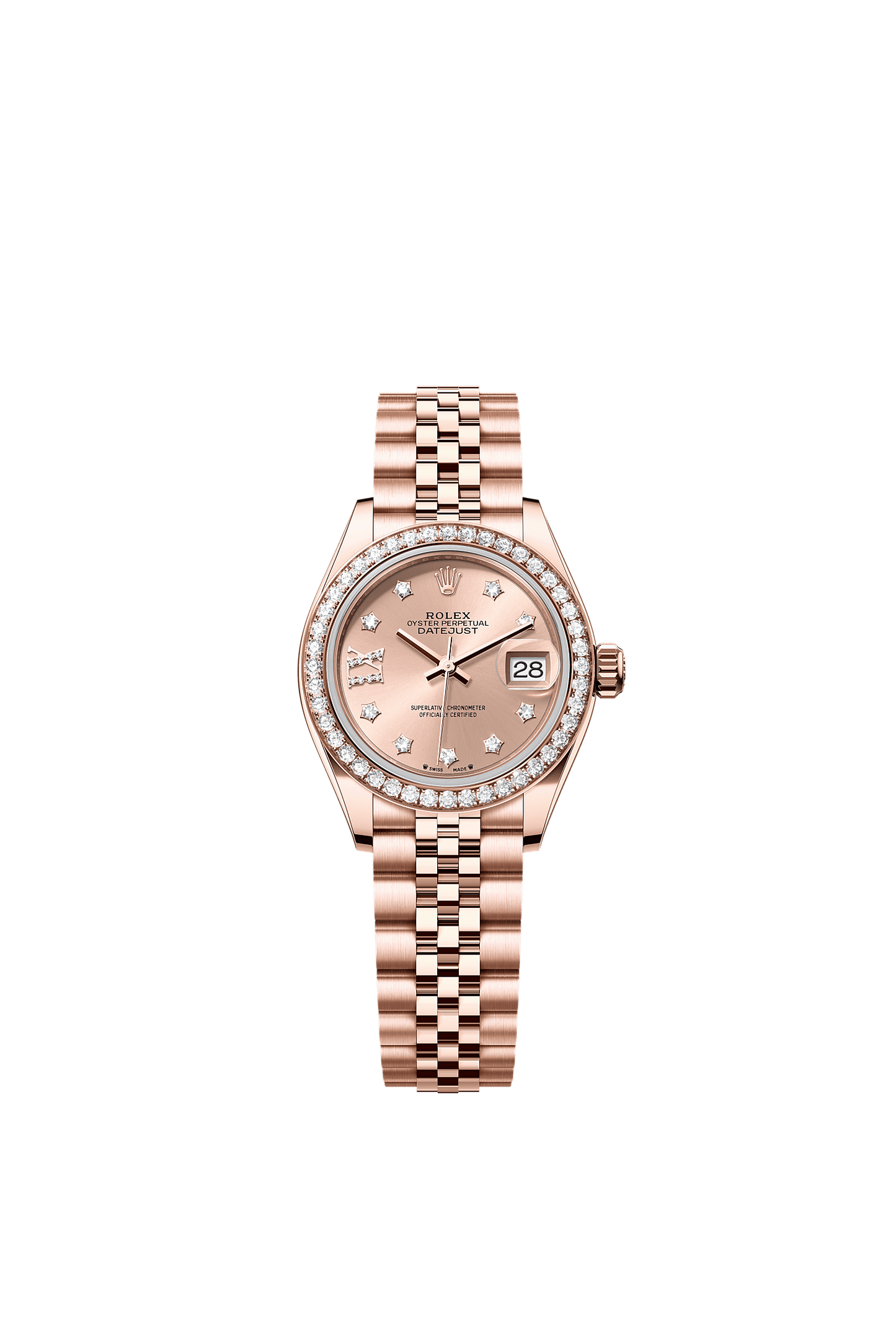 Lady-Datejust Oyster Chronometer Watch 28mm 18ct Everose Gold Chocolate Diamond Dial Jubilee Bracelet
