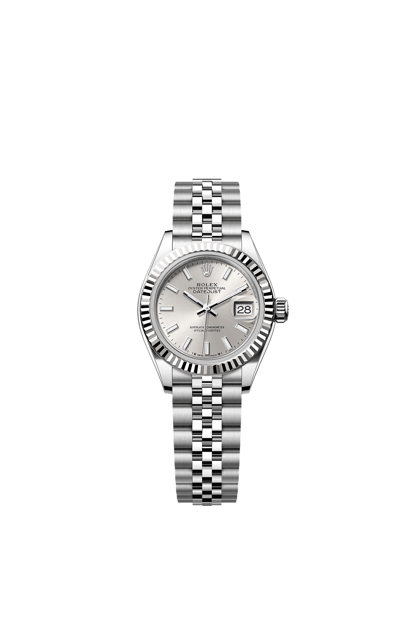 Lady-Datejust 28 Oystersteel White Gold Silver Dial Jubilee Bracelet 28mm Self-Winding Watch