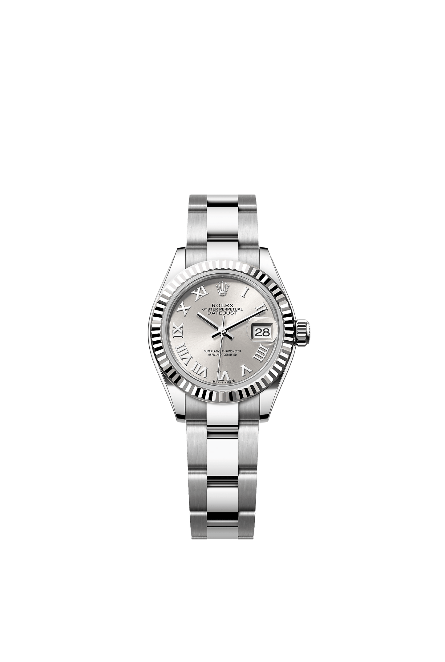 Lady-Datejust 28 Oystersteel White Gold Silver Dial Oyster Bracelet 28mm Self-Winding Watch