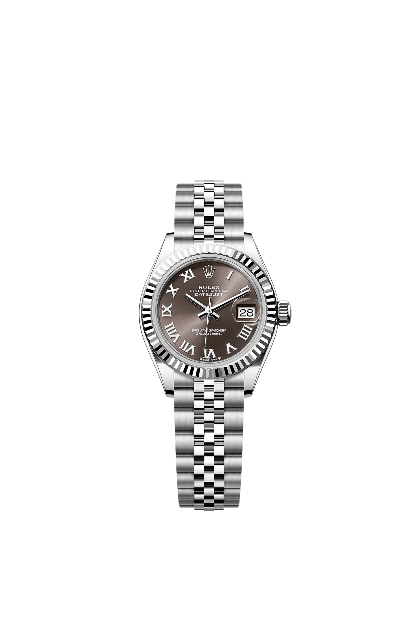 Lady-Datejust 28 Oystersteel White Gold Dark Grey Dial Jubilee Bracelet 28mm Self-Winding Watch