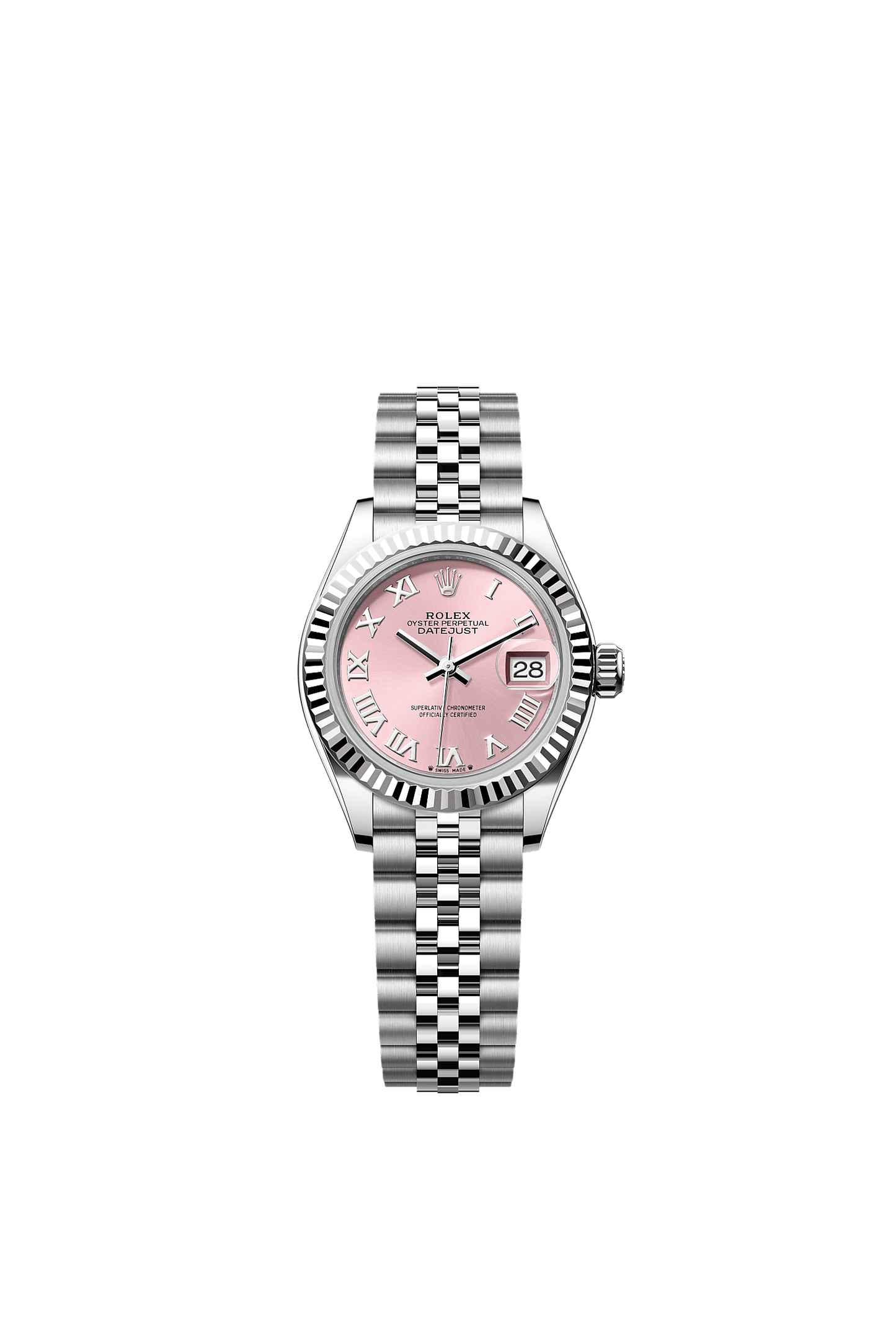 Lady-Datejust 28 Oystersteel White Gold Pink Dial Jubilee Bracelet 28mm Self-Winding Watch