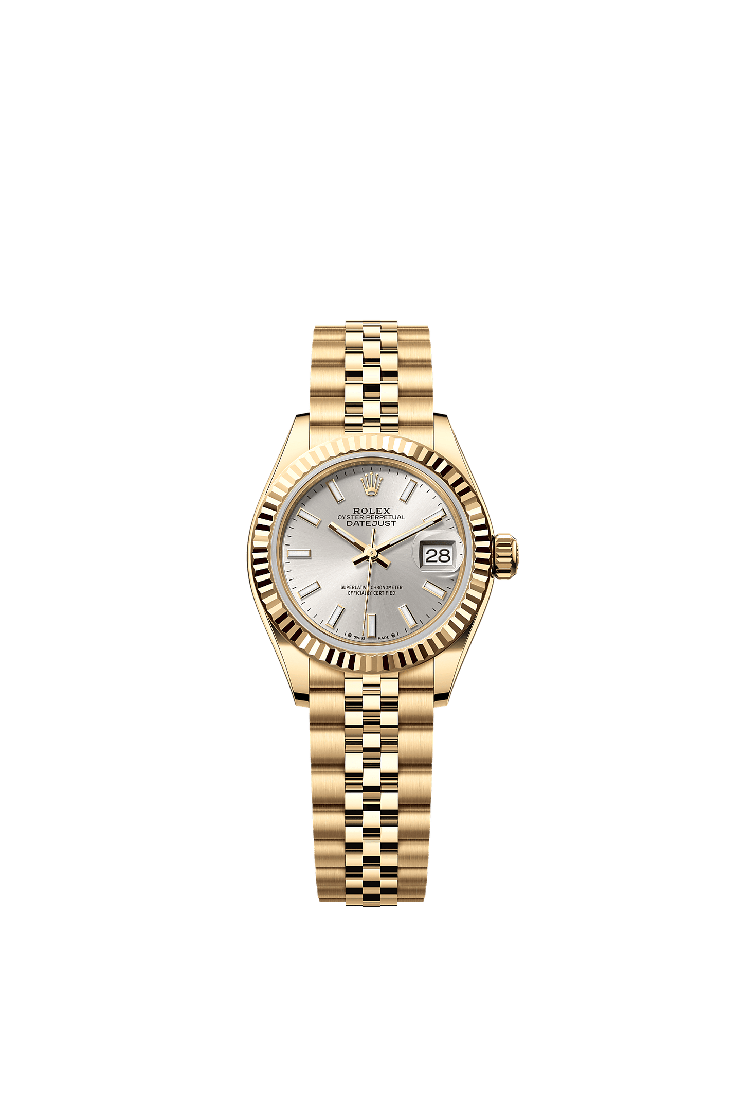 Lady-Datejust Oyster Chronometer Watch 28mm 18ct Yellow Gold Silver Dial Jubilee Bracelet